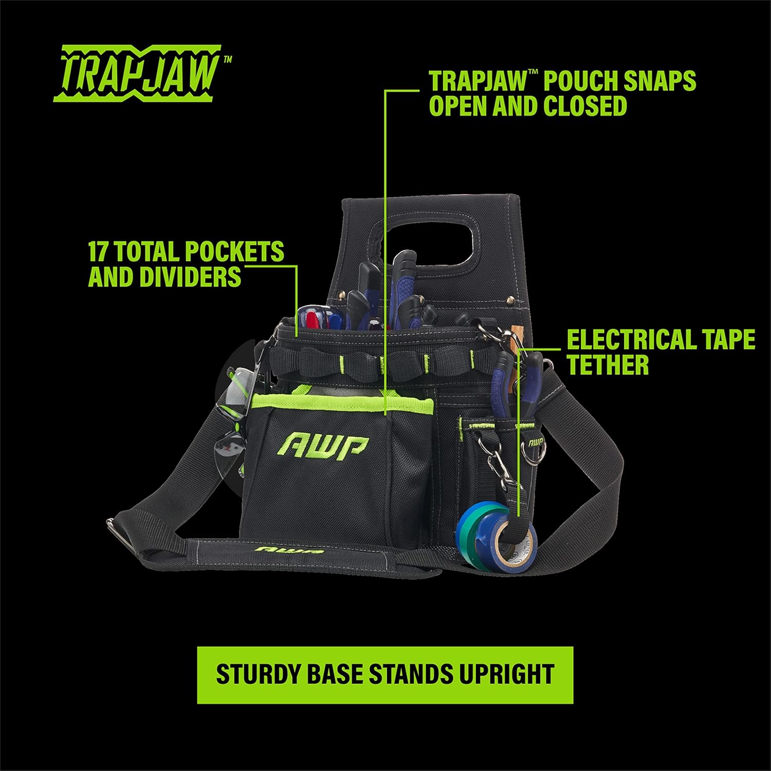 Frее Shірріng 🛒 AWP TrapJaw 3-in-1 Electrician Tool Pouch | Tool Organization Pouch with Shoulder Strap and Belt Attachment Clip | Black Bеѕt Dеаl Prоduсt AWP TrapJaw 3-in-1 Electrician Tool Pouch | Tool Organization Pouch with Shoulder Strap and Belt Attachment Clip | Black