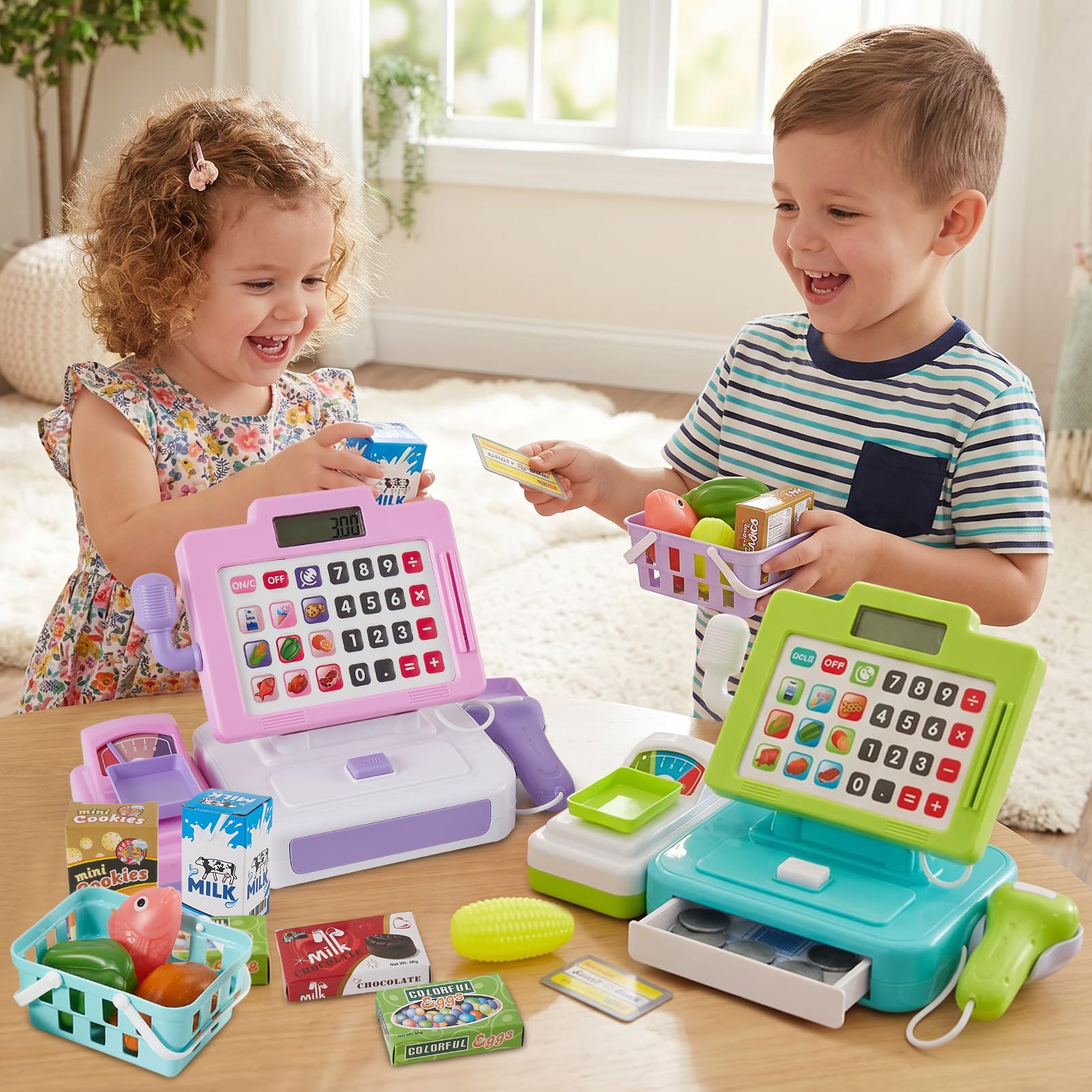 LINFUN KIDS Caja Registradora Juguetes para Niños Supermercado Juego rol