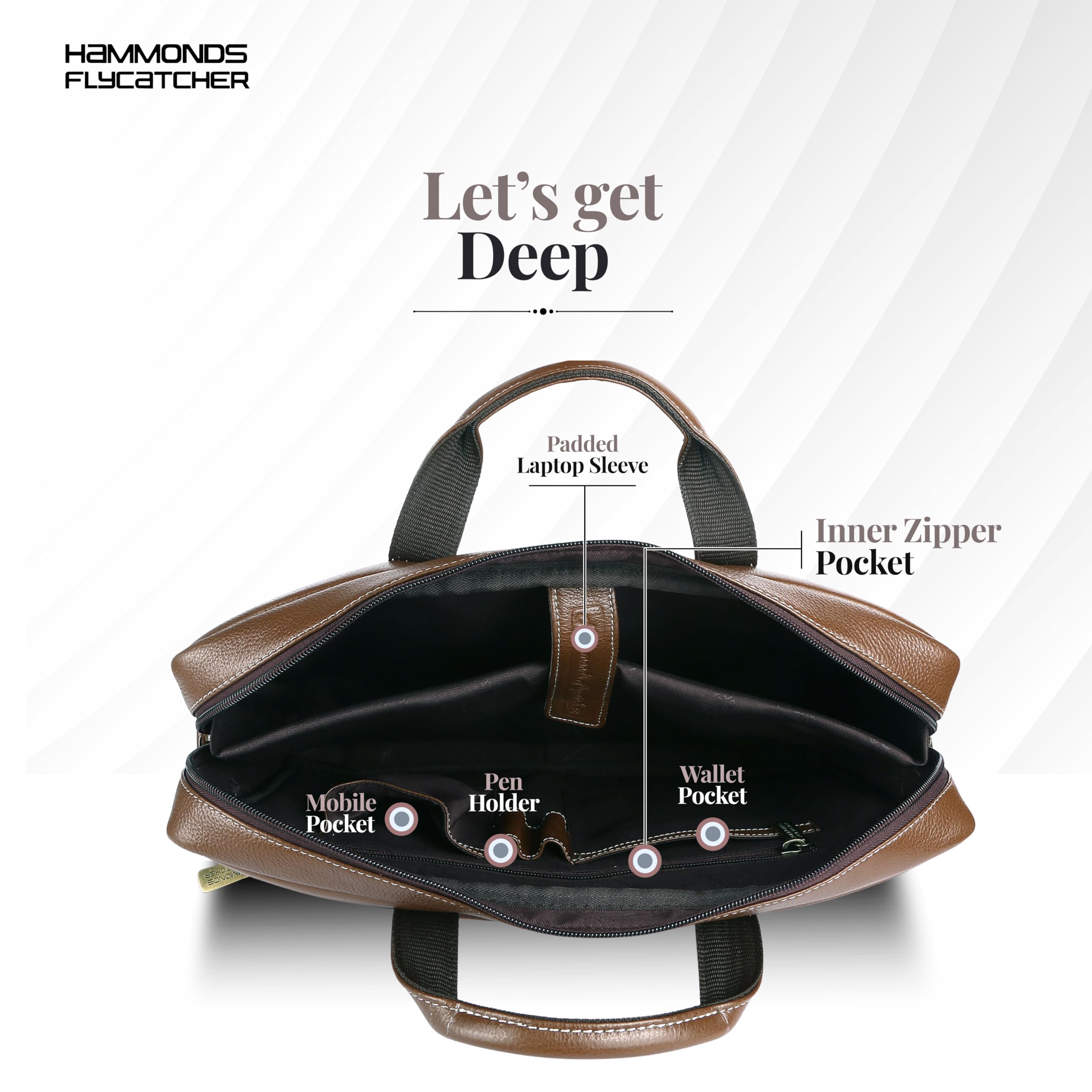 HAMMONDS FLYCATCHER Bombay LB122 - Borsa messenger in pelle marrone per laptop da 15,6" (L=39,H=29, B=8 cm)