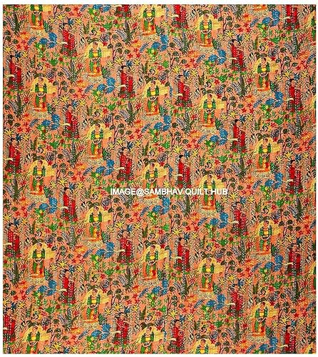 Miniatura 7 de Sambhav Quilt Hub Frida Kahlo - Manta acolchada de algodón con estampado indio, hecha a mano, colcha Kantha Work bohemia para decoración de cama,