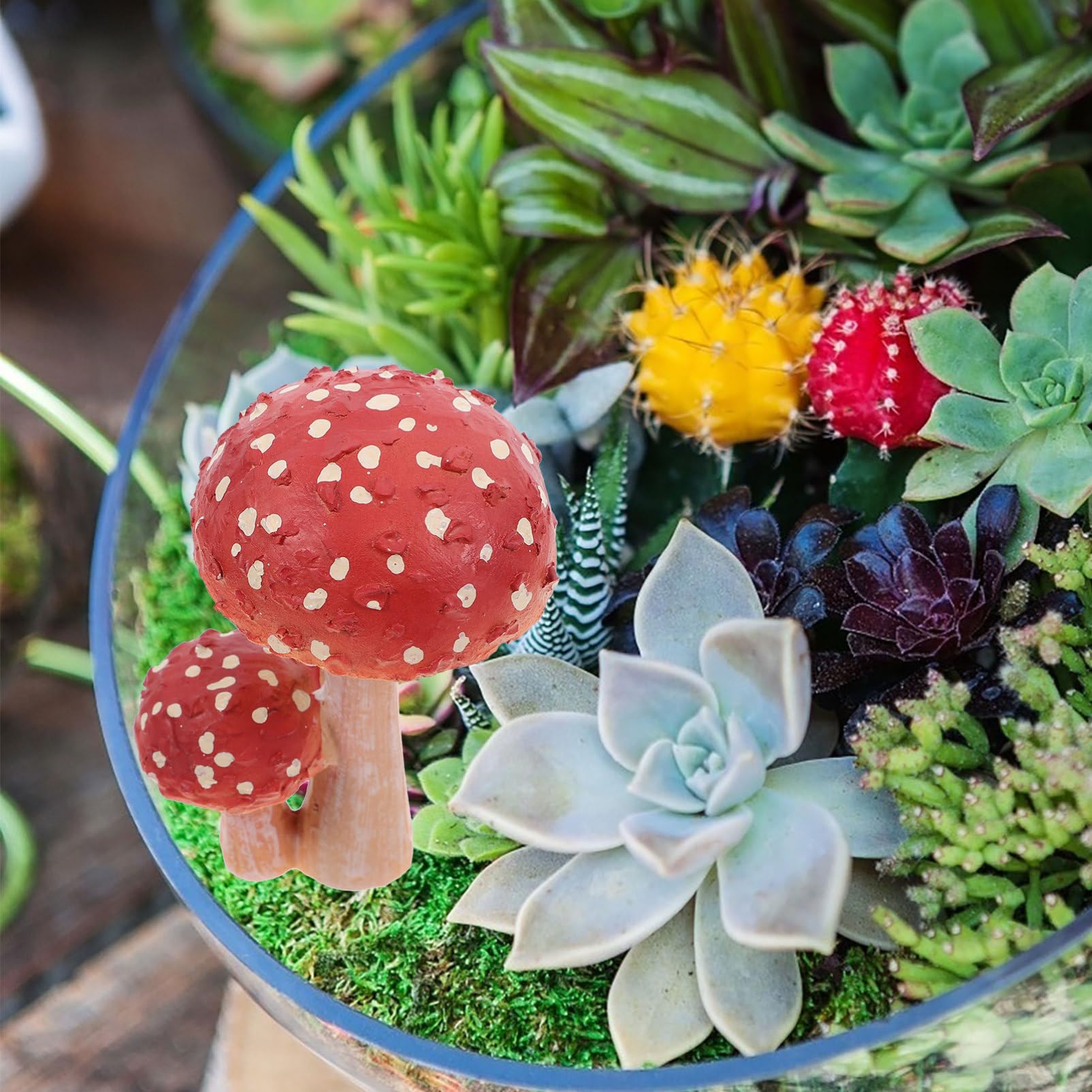 Mipcase 4 Pièces Ornements De Bonsaï De Champignons Topper Cupcake Aux Champignons Décor De Petits s Décor De Terrarium De s Bonsaï Pot De Fleur Résine