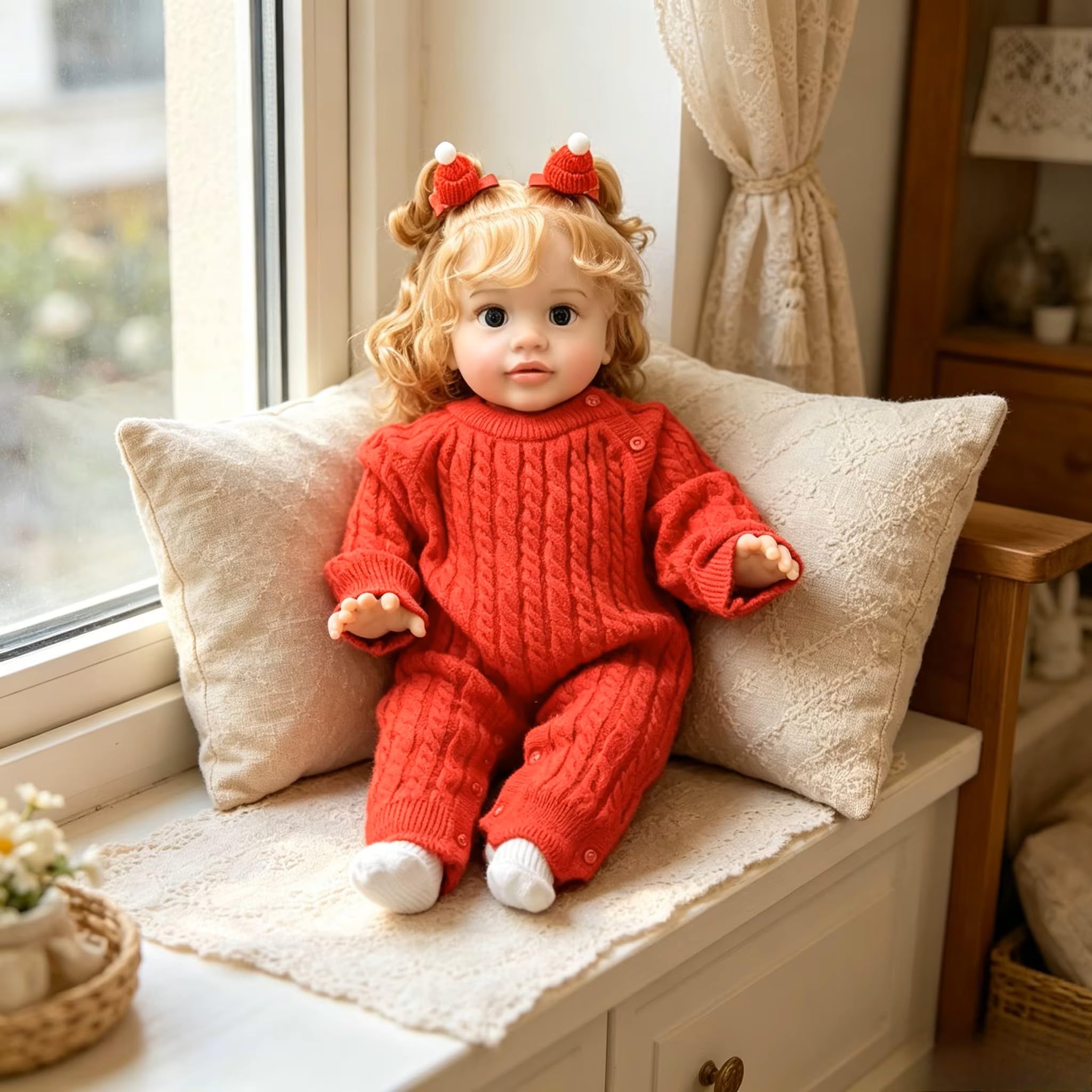Duży rozmiar Reborn maluch lalki dziewczynka 66 cm Reborn Baby Dolls Pippa z blond kręconymi włosami, realistyczna lalka dla niemowląt