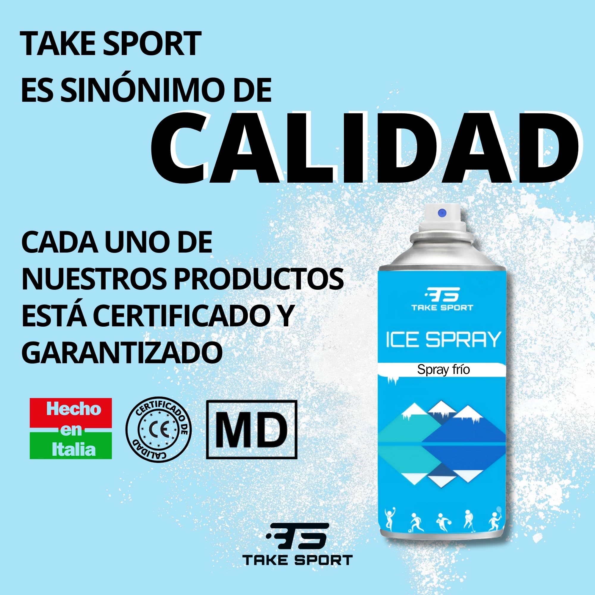 TS Take Sport® Spray Frío Instantáneo 400 ml Pack 12 – Hielo Instantáneo para Lesiones, Esguinces, Contusiones y Primeros Auxilios – Spray Profesional para Deportistas y Fisioterapia