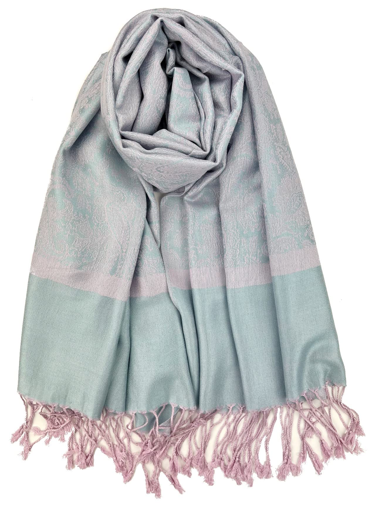 Plum Feathers Two Tone Vintage Paisley Pattern Pashmina Scarf