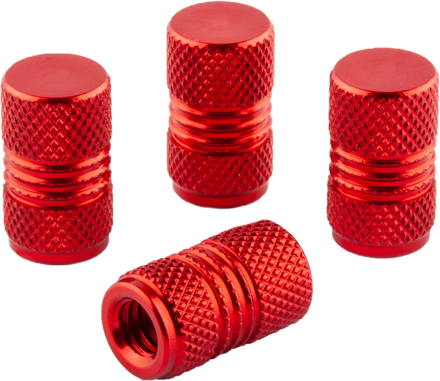 Bike BitsPresta Valve Caps - Anodized Aluminum - Use On Presta/French Valves - Designs: Bullet, Rocket, Hamburger, Pocket Rocket (4 Pack) Hamburger Red