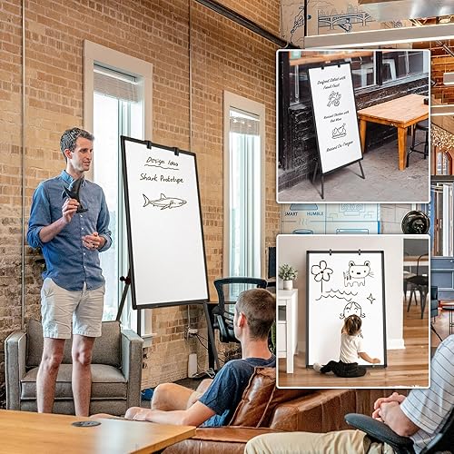 Miniatura 6 de Pizarra blanca con caballete - pizarra magnética, portátil, de borrado en seco, 36 x 24, pizarra blanca con trípode de altura ajustable para oficina