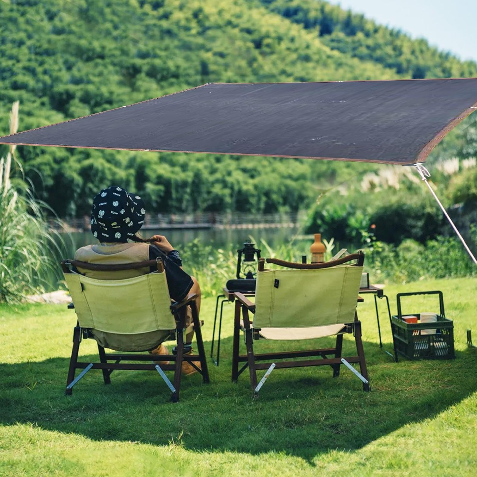 KLGFBDC Outdoor Sun Shade Sail 6x6m Canopy for Patio Balcony GardenWaterproof Shade Cloth with Grommets & Free RopePerfect for Sun Protection and Privacy