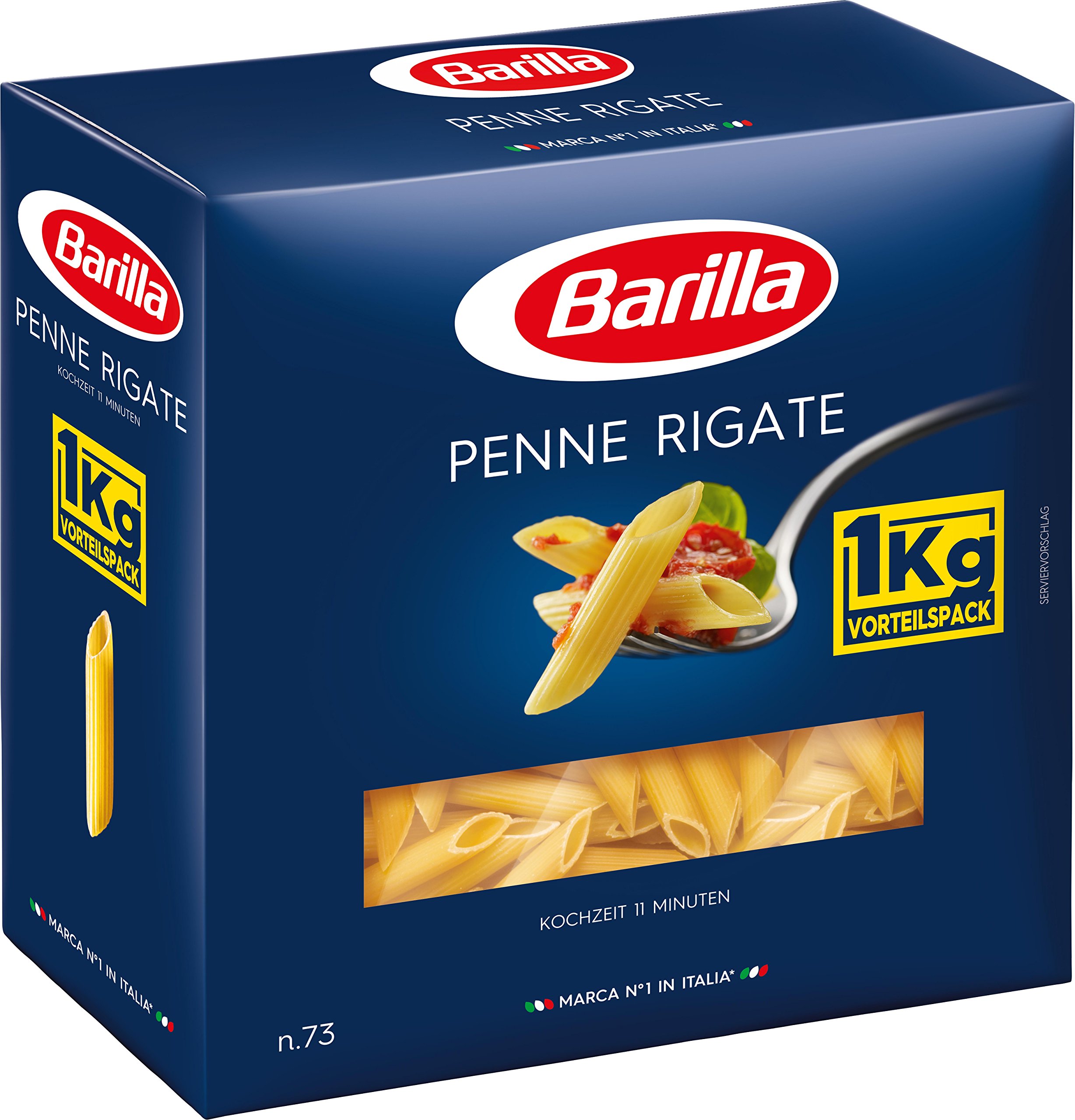 Barilla Hartweizen Pasta Penne Rigate n. 73, 15er Pack (15 x 1 kg)