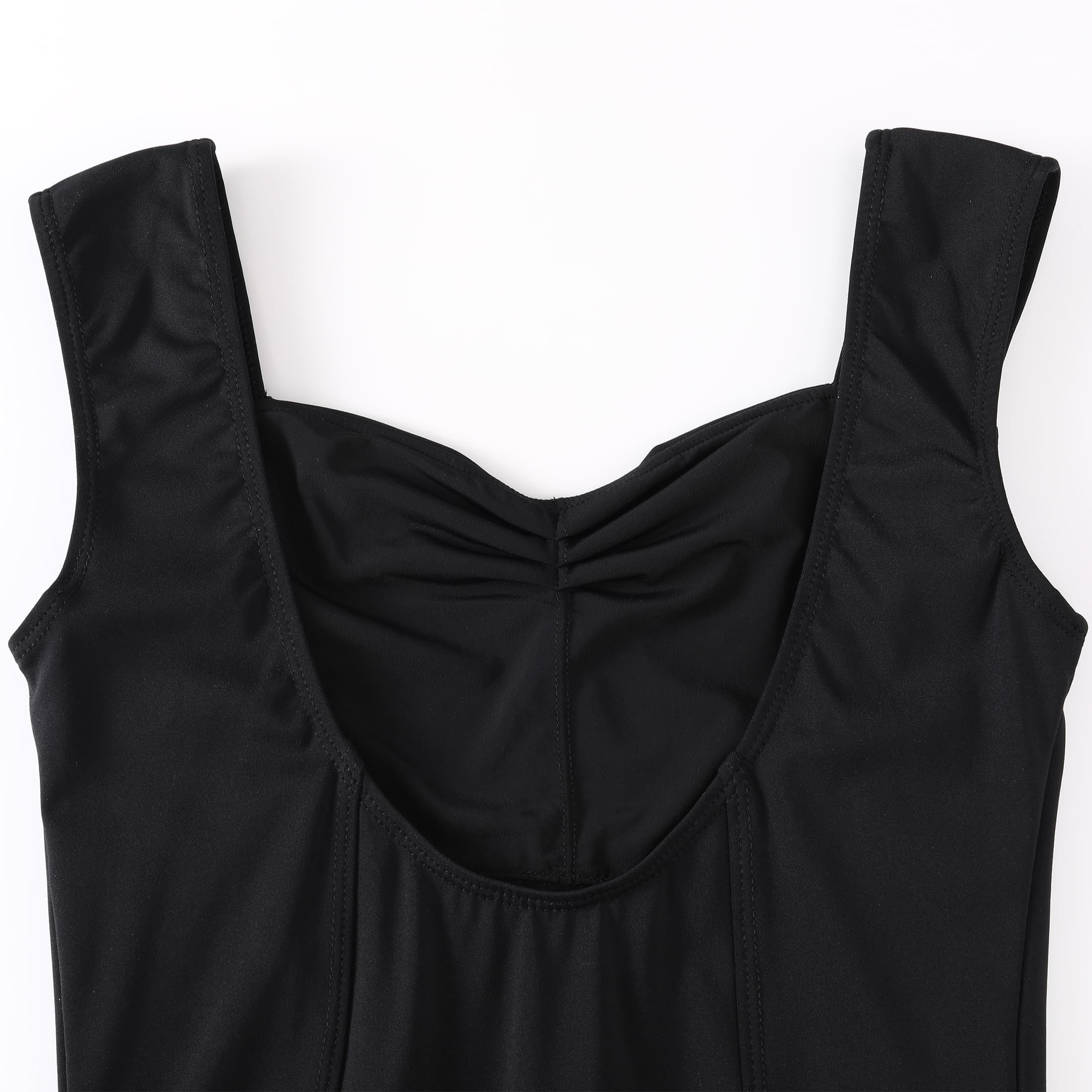 HROYL Mujer Maillot de Danza Leotardo con Tirantes Anchos Chaleco para Baile Gimnasia