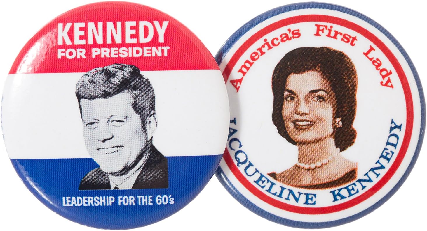 John F. Kennedy For President and Jackie 1960 Campaign Historical Replica Pins Button 1.5"