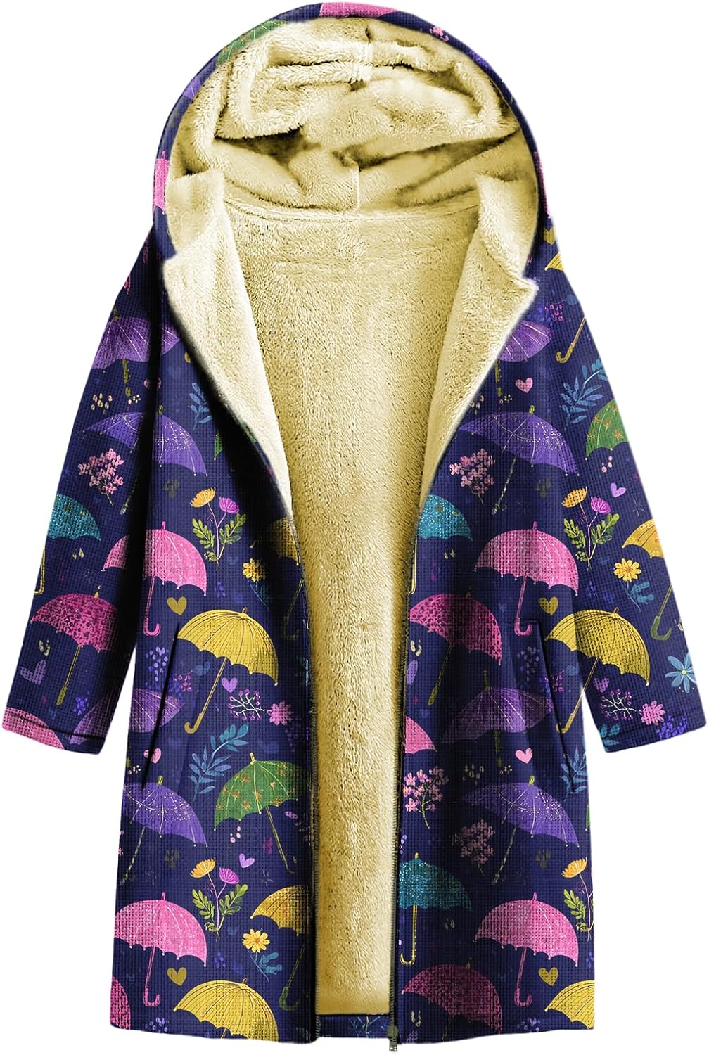 Sweatshirts for Women Trendy Graphic Loose Casual Sherpa Fleece Lined Hooded Jacket Heavyweight Soft Winter Outwear