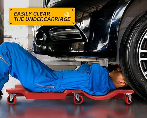 Miniatura 7 de MAXWORKS 50874 - Enredadera de plástico de 40 pulgadas con reposacabezas acolchado y bandejas de herramientas dobles, 300 libras