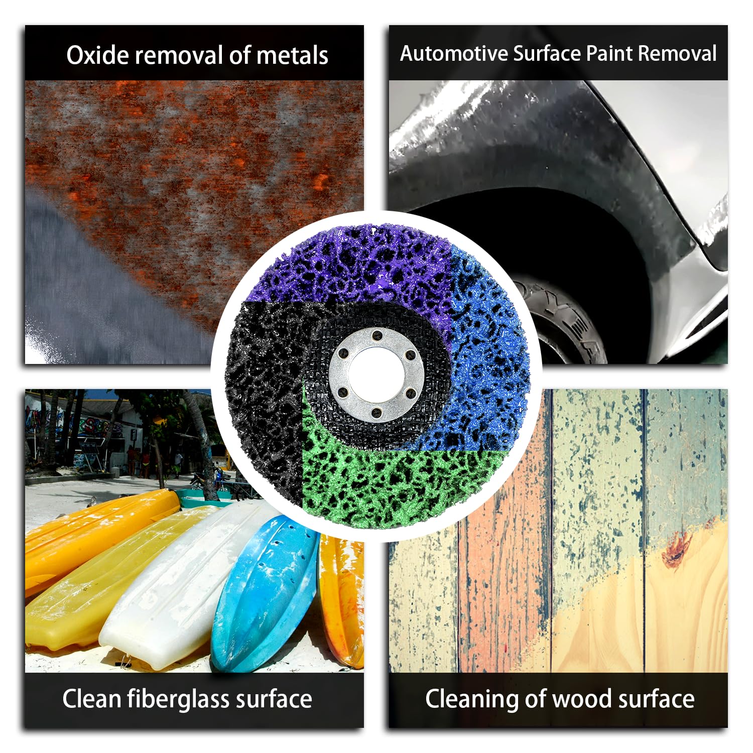 12-Pack Paint Stripper Discs for Angle Grinder, 4-1/2" x 7/8" - Multi-Surface Rust, Paint, and Oxide Removal Wheels for Metal and Wood