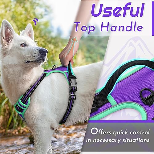 Miniatura 321 de Eagloo Arnés para perro de tamaño mediano, chaleco de servicio sin tirones con tiras reflectantes y asa de control, ajustable y cómodo para caminar