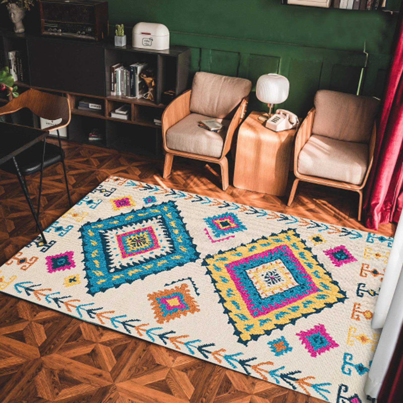 Tapis ethnique rétro Huieng 120x160 cm pour réchauffer votre salon avec douceur NF