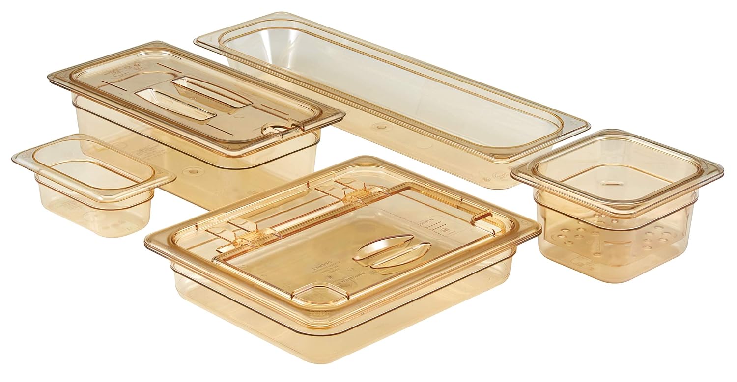 Cambro 22LPHP150 Food Pan 1/2 X 2" H-Pan Long Amber Case of 6