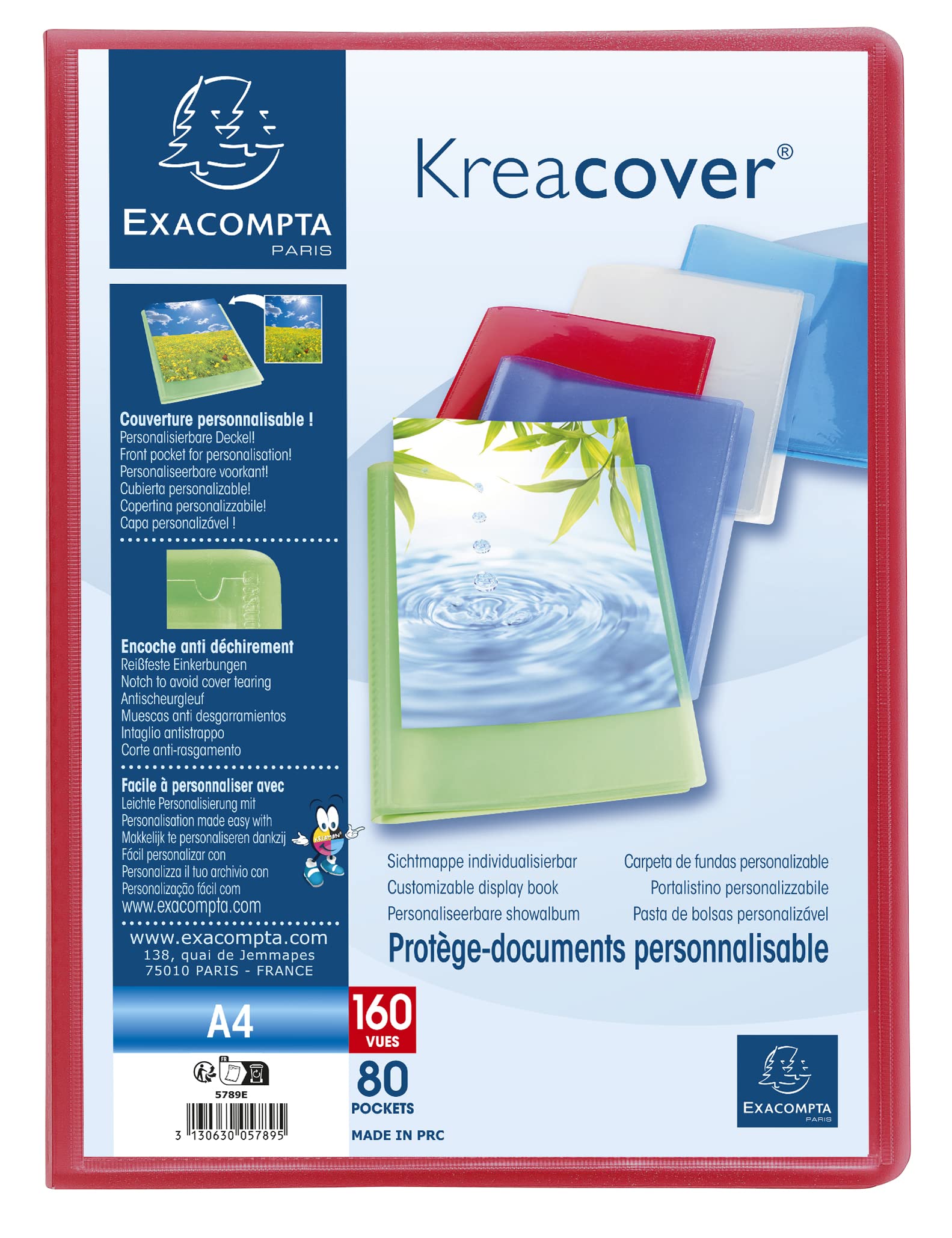 Exacompta Kreacover półsztywna książeczka ekspozycyjna PP, A4, 80 kieszeni - różne kolory, 8 sztuk