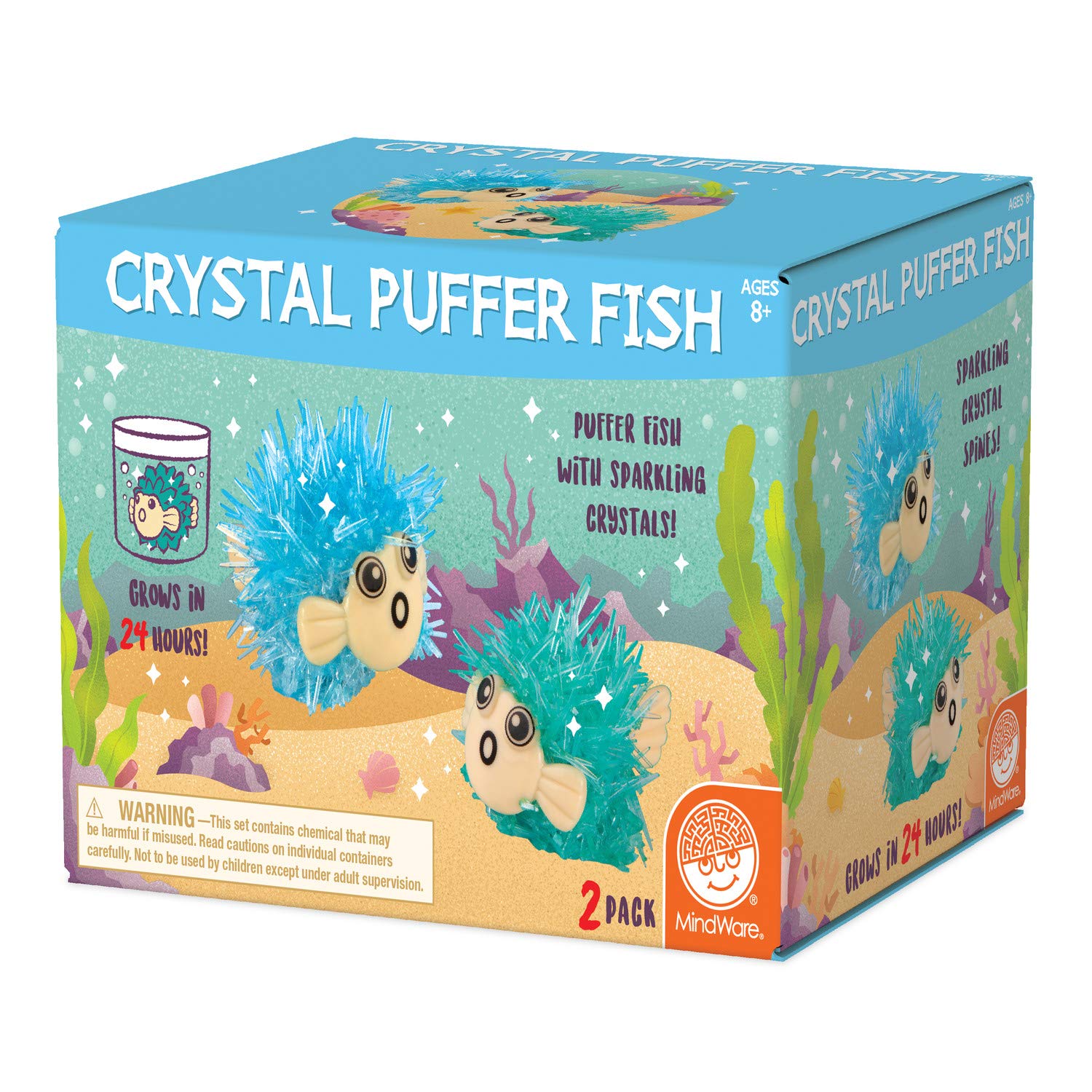 MindWare Crystal Growing Kits: Puffer Fish Set of 2 - Cute DIY Science Experiment for Kids & Teens - Funky Mini 8pc Kit - Crystals Grow in 24 Hours - Image 7