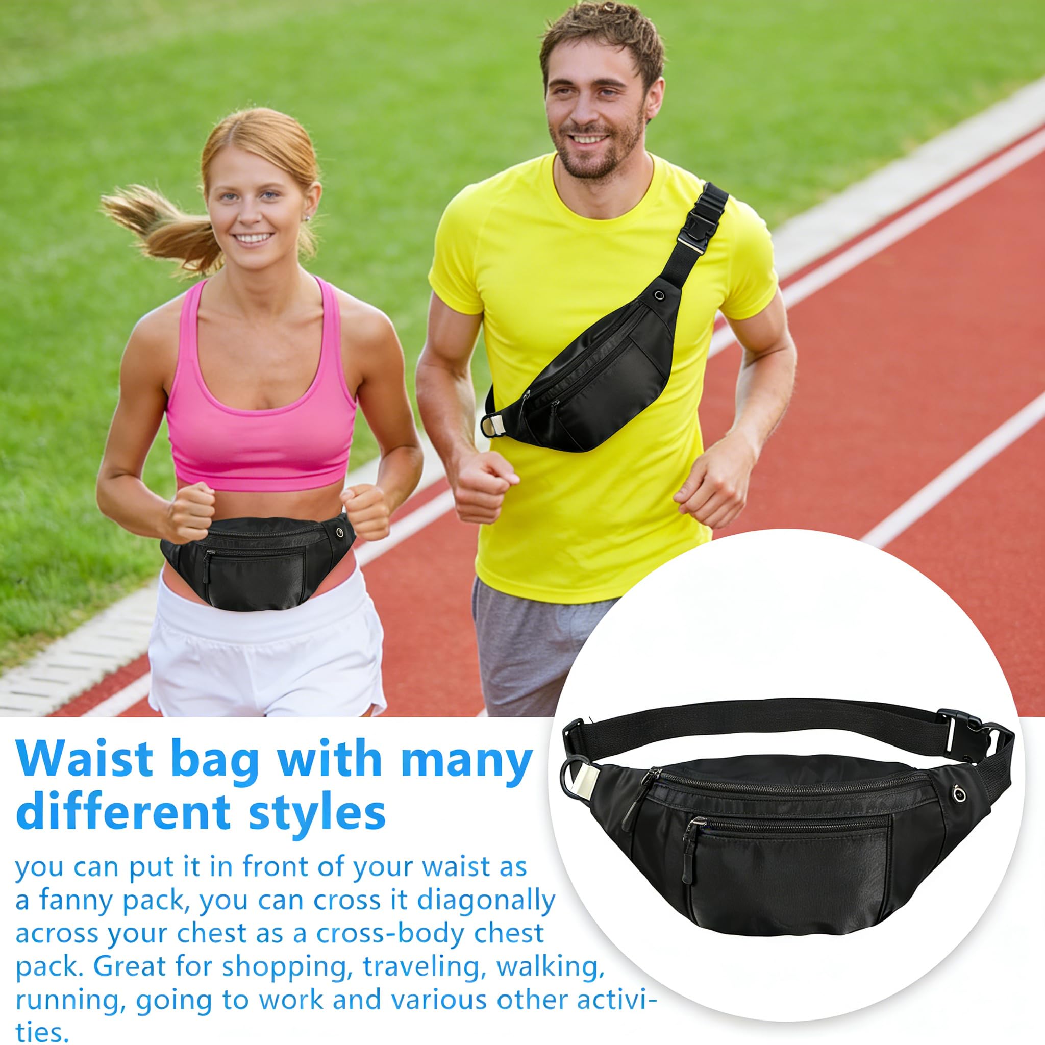Crossbody-Gürteltasche, große Kapazität, Hüfttasche mit versteckten Reißverschlusstaschen, verstellbarer Riemen, Bauchtasche, wasserdicht, Oxford-Stoff, Reise-Gürteltasche für Outdoor, Einkaufen