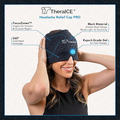Miniatura 2 de TheraICE - Gorra de alivio del dolor de cabeza para migraña, gorro de terapia fría y caliente, gorra de alivio de migraña, máscara de bolsa de hielo