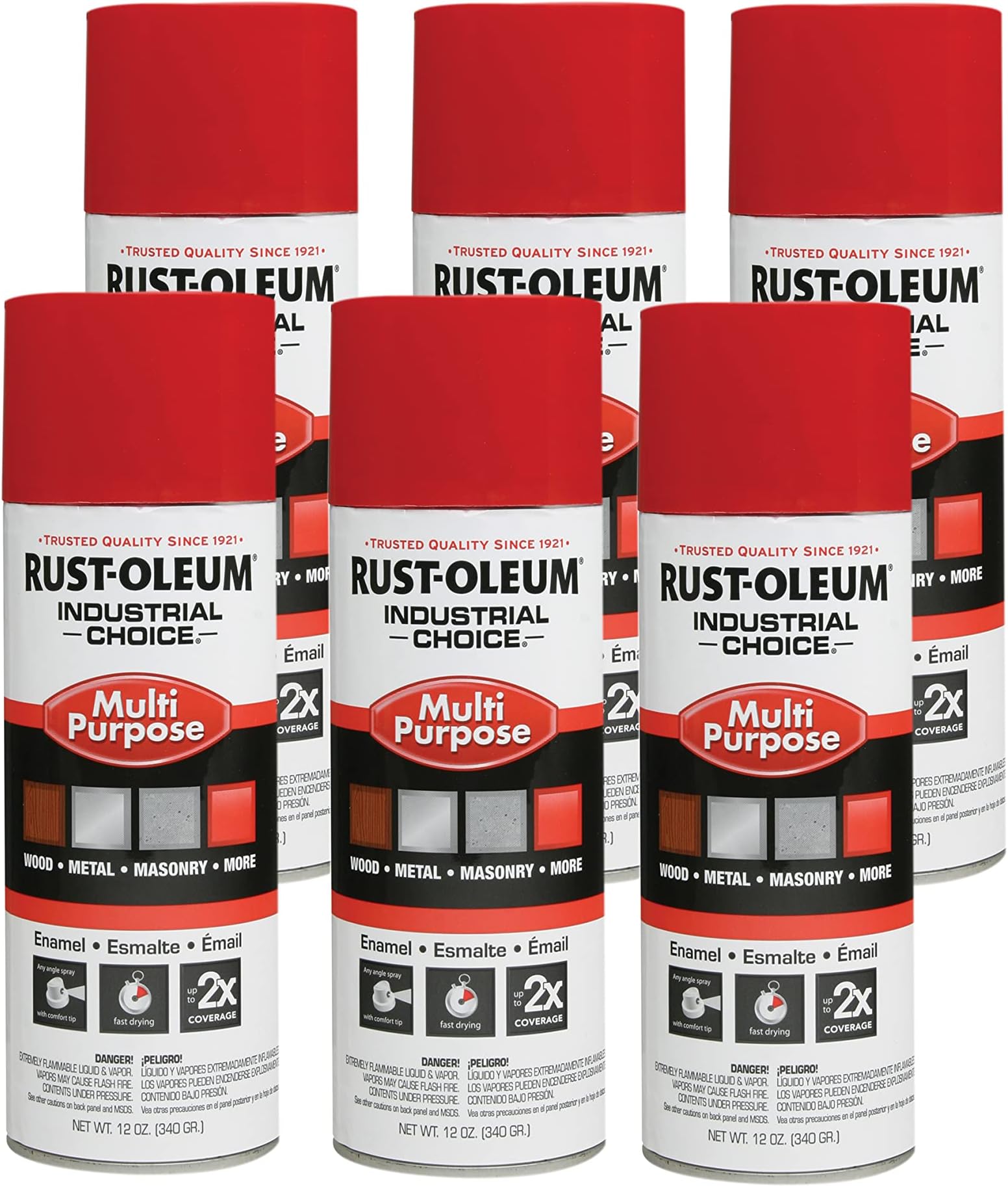 1660830-6PK Industrial Choice 1600 System Multi-Purpose Spray Paint, 12 oz, OSHA Safety Red, 6 Pack