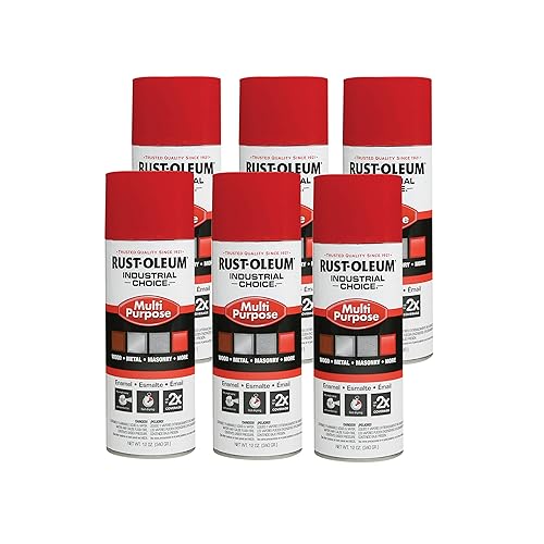 Aerosol de esmalte Rust-Oleum para uso general envase de 16onzas líquidas lata de aerosol, Rojo de Seguridad, 6