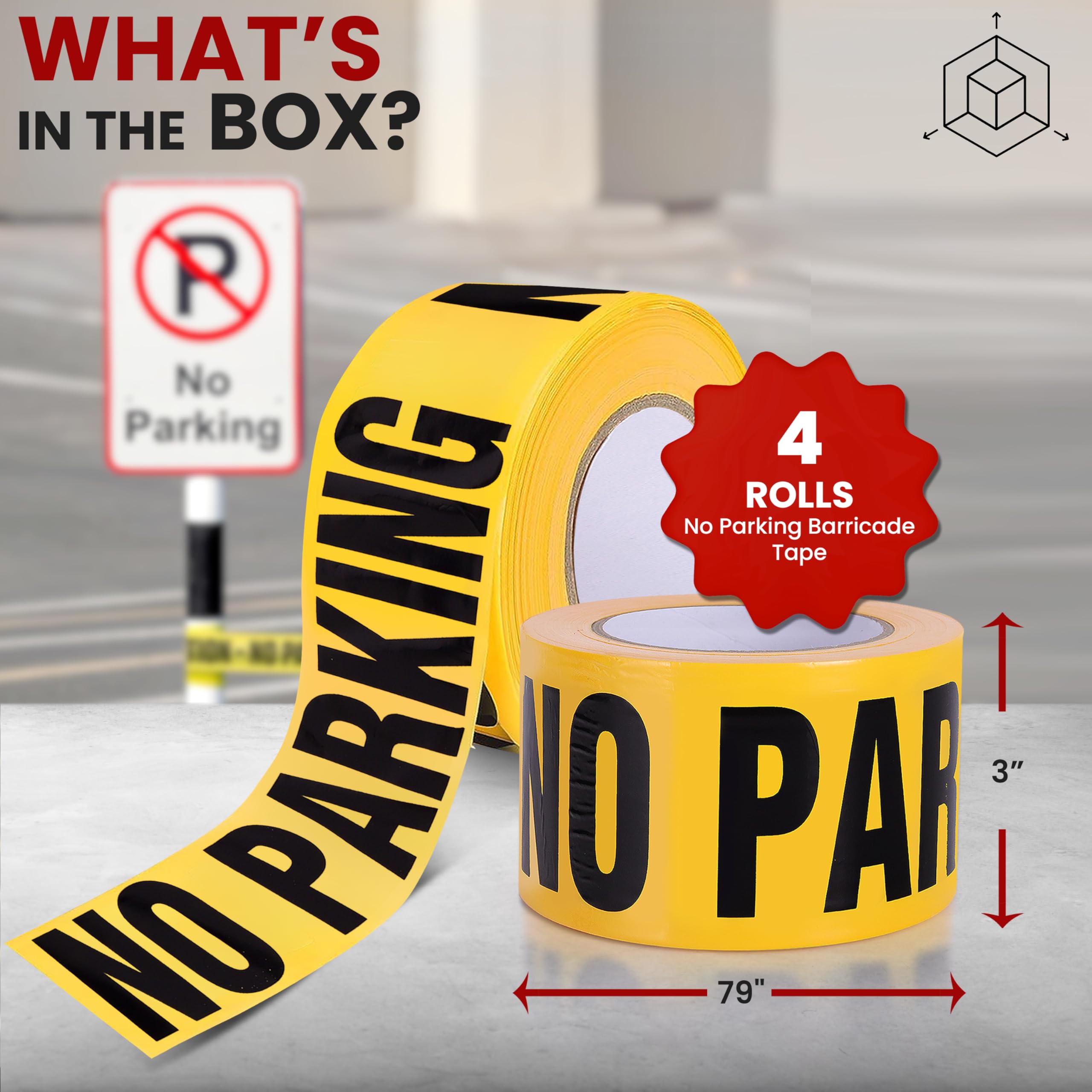 Pyle Juego de 4 Cintas Amarillas de Seguridad para barricadas sin estacionamiento, Rollo de Cinta de 656 pies de Largo Adecuado para una Amplia Gama de Aplicaciones, Incluyendo Obras en Carretera