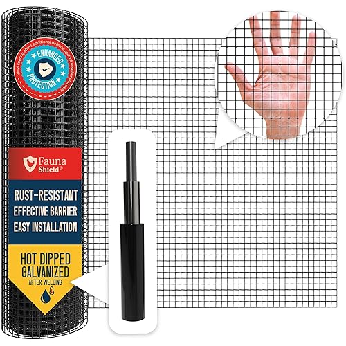 Hardware Cloth 1/2 inch 36" x 50 ft Mesh - 19 Gauges Black Vinyl Welded Wire Fencing - Chicken Wire Mesh Roll - Rodent & Predator PVC Coated Wire Fence Rolls - Gopher & Rabbit Wire by Fauna Shield