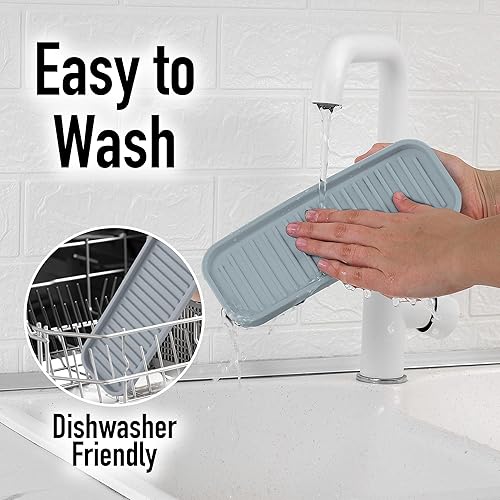 Miniatura 7 de Zulay Kitchen - Soporte de esponja de silicona (9 x 3.5 pulgadas) para fregadero de cocina, flexible, multiusos, bandeja organizadora de fregadero