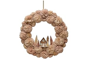 Creative Co-Op Round Pom Pom Wreath