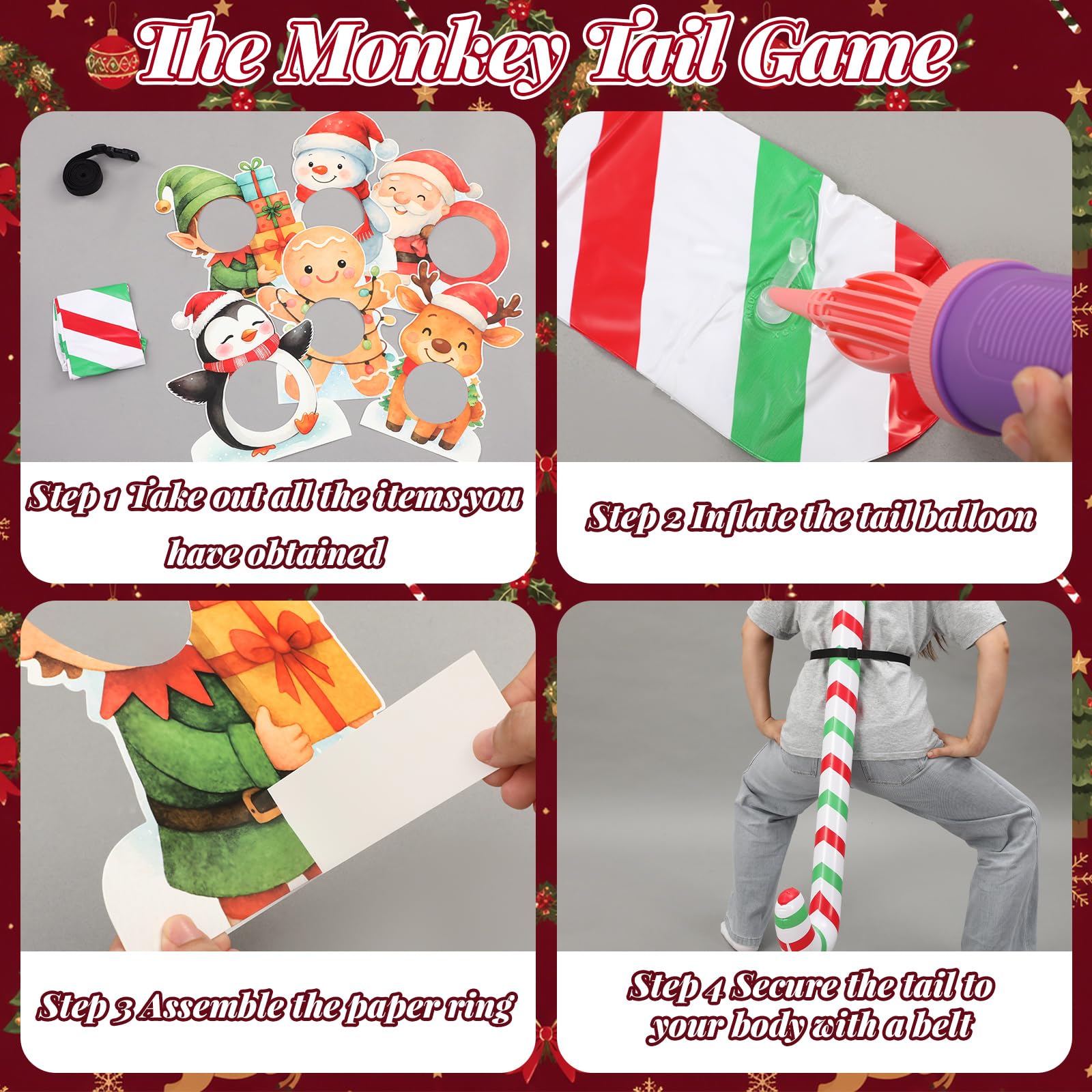 Vicenpal 32 pc/4 set Natale coda gioco giochi festa di Natale Adulti