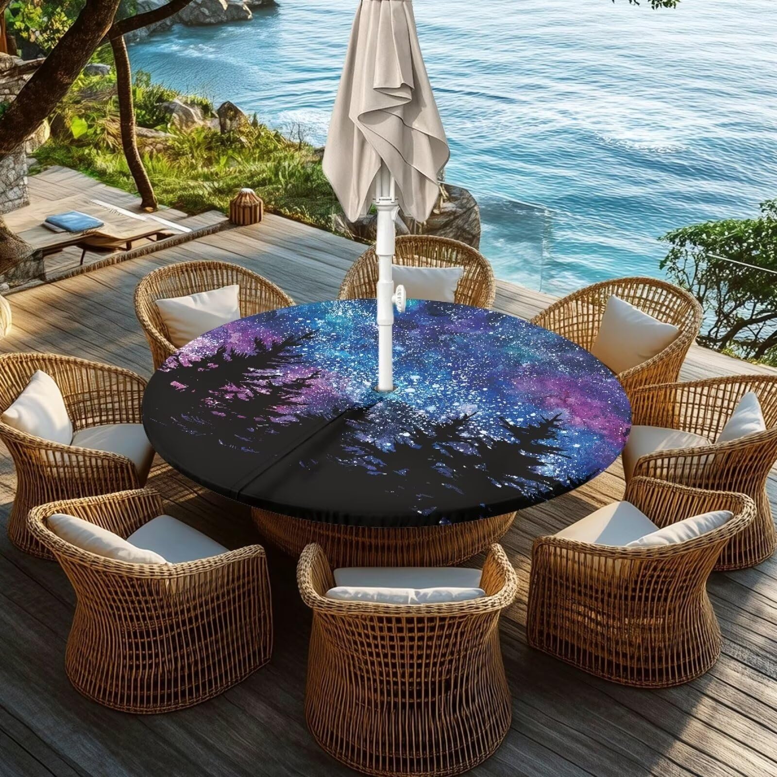 10ft octagonal cantilever patio umbrella with wind vent replacement canopy Santiago 10-ft Octagonal Cantilever Umbrella with Sunbrella Canopy