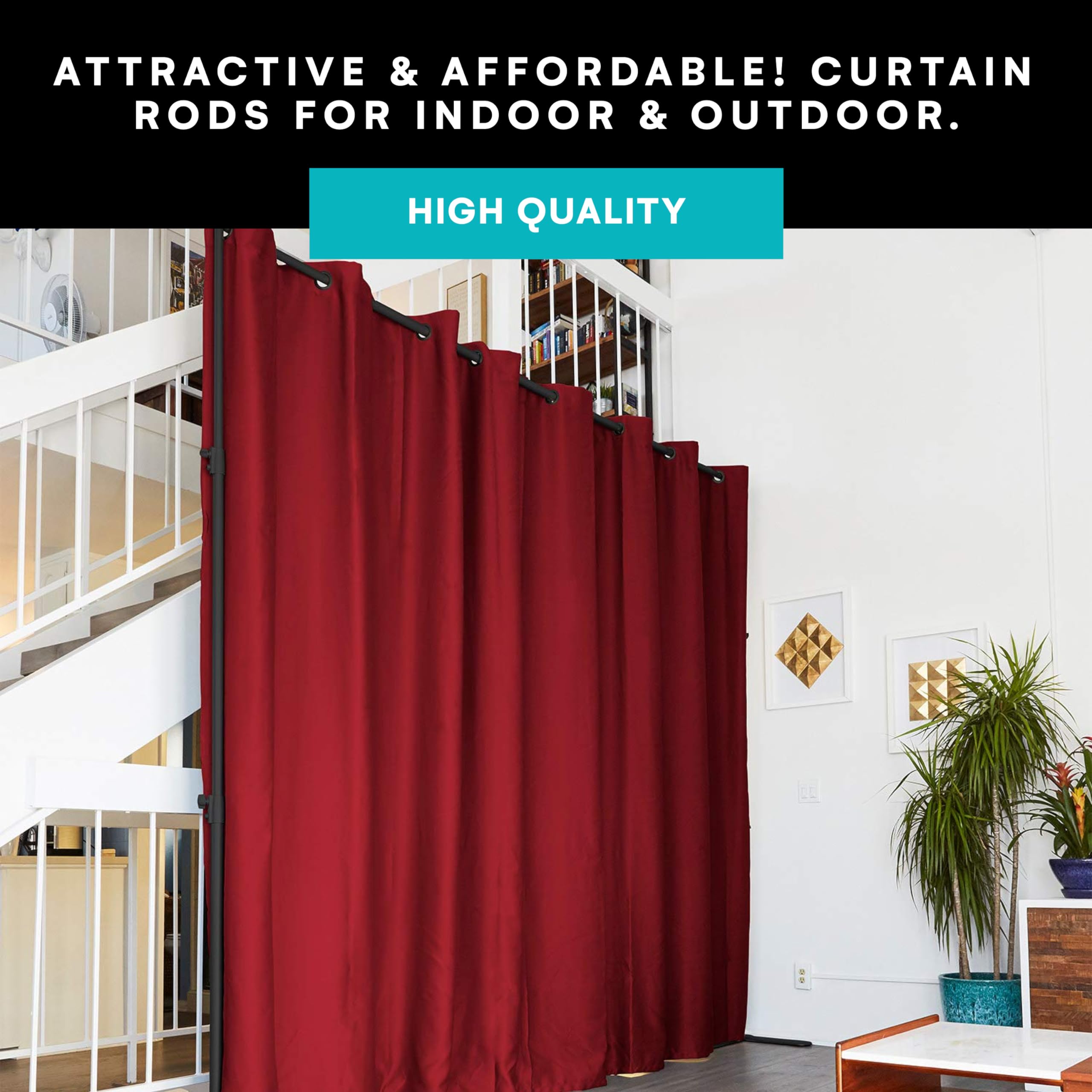 RoomDividersNow Separador de Cortinas, Tabique, 243cm Alto x 304cm Amplio (Rojo)
