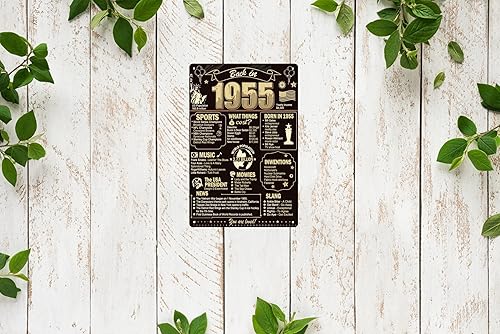 Miniatura 6 de Decoraciones de cumpleaños número 70, suministros de fiesta, letrero de metal retro de 1955, 8 x 12 pulgadas, impresión de regalos para hombres y