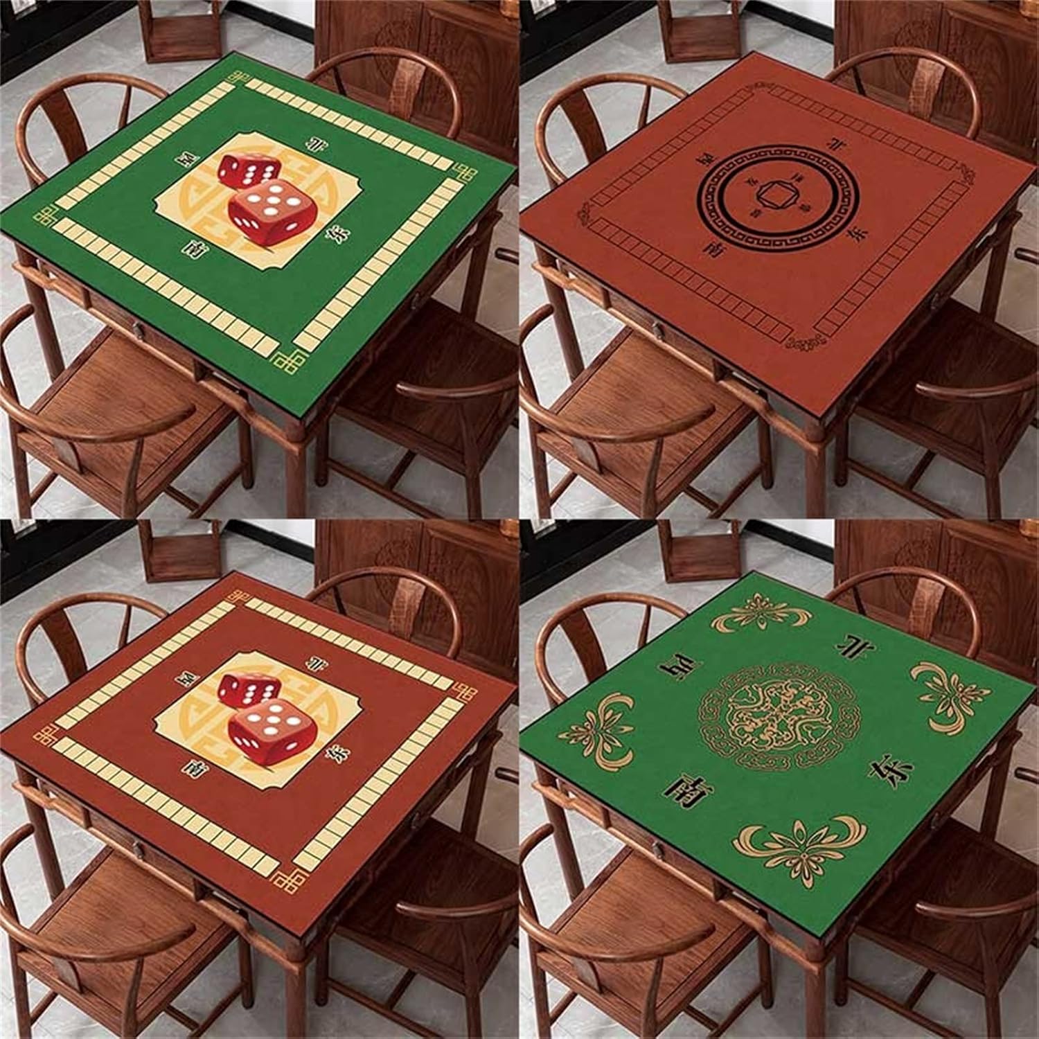 Mahjong Table Cover Mat Anti-Slip Slient Mahjong Dominos Poker Paigow Card Game Mat Tablecovers Table Top Mats 31.5 * 31.5in(80 * 80cm)… (Brown)