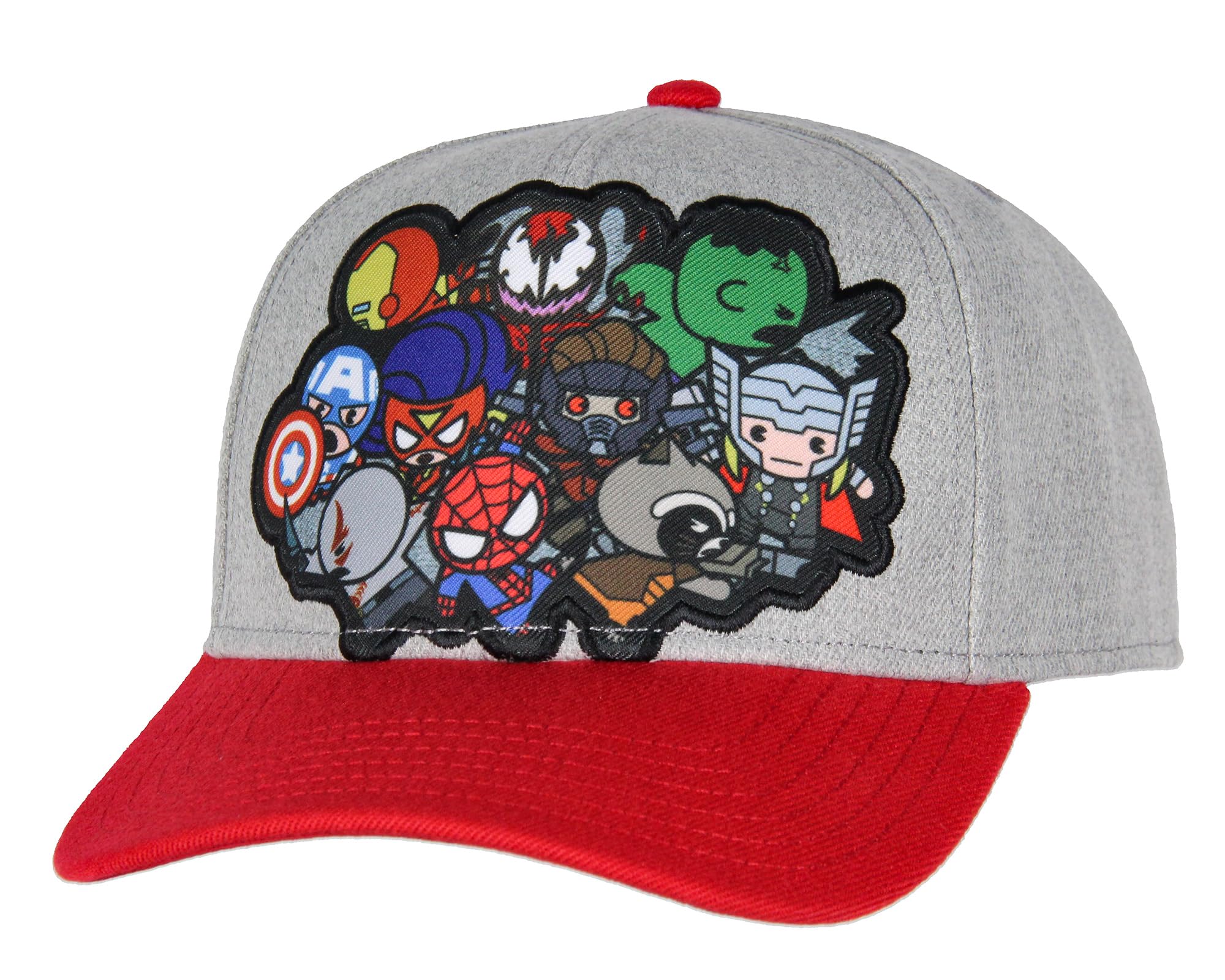 BioworldMarvel Hat for Men Marvel Comic Men's Chibi Kawaii Style Characters Adult Snapback Hat Cap Grey