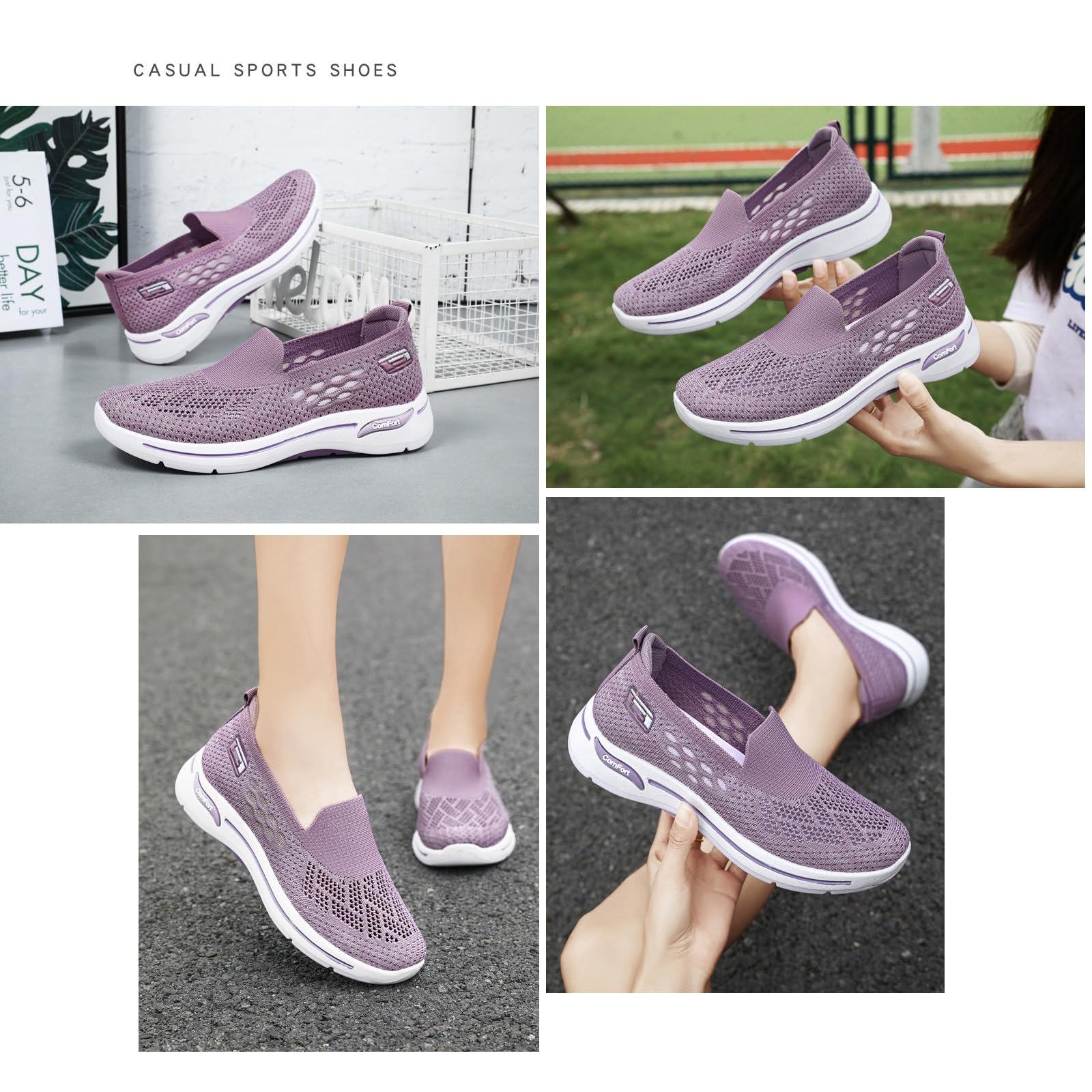Zapatos ortopédicos para caminar para mujer, tejido de malla, ortopédicos, sin cordones, suela suave, refrescantes, cómodos, ligeros, transpirables, tenis al aire libre, deportes, manos libres