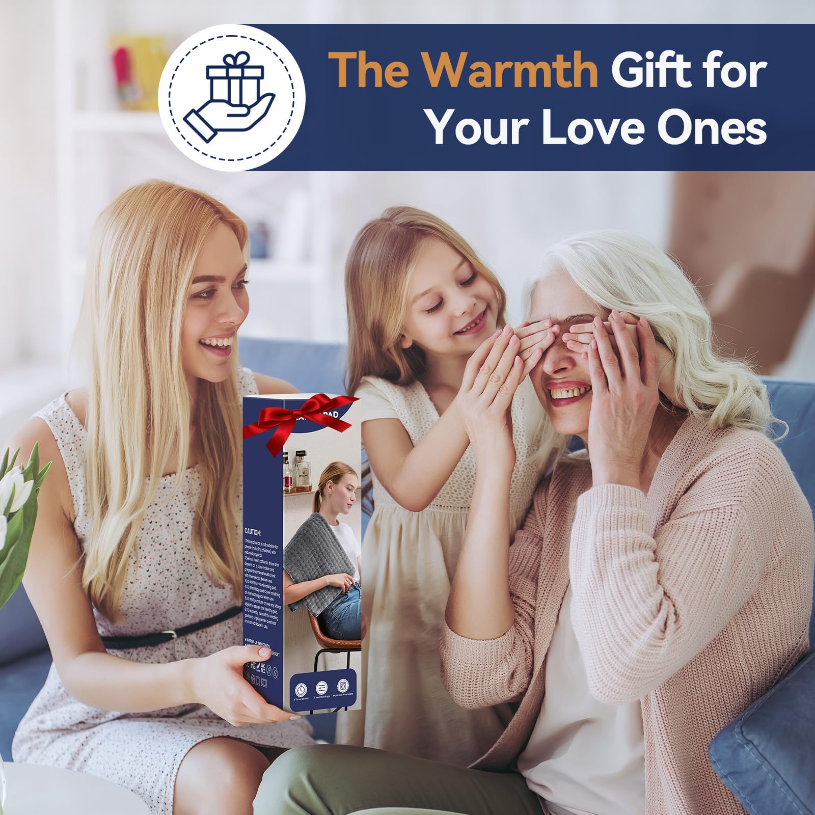 Termoforo Elettrico – per Addome, Schiena, Spalle, 9 Livelli Di Temperatura, 4 Timer, Spegnimento Automatico, Cuscino Riscaldante Lavabile in Lavatrice Termoforo, Regalo di Natale– Grigio (60x30 cm)