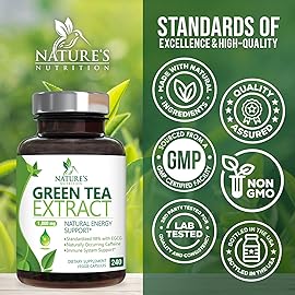 Green Tea Extract Capsules 1000 mg - Standardized 45% EGCG & 98% Polyphenols - 3X Strength Green Tea Pills for Natural Energy - Supports Heart Health, Herbal Supplement, Vegan, Non-GMO - 240 Capsules