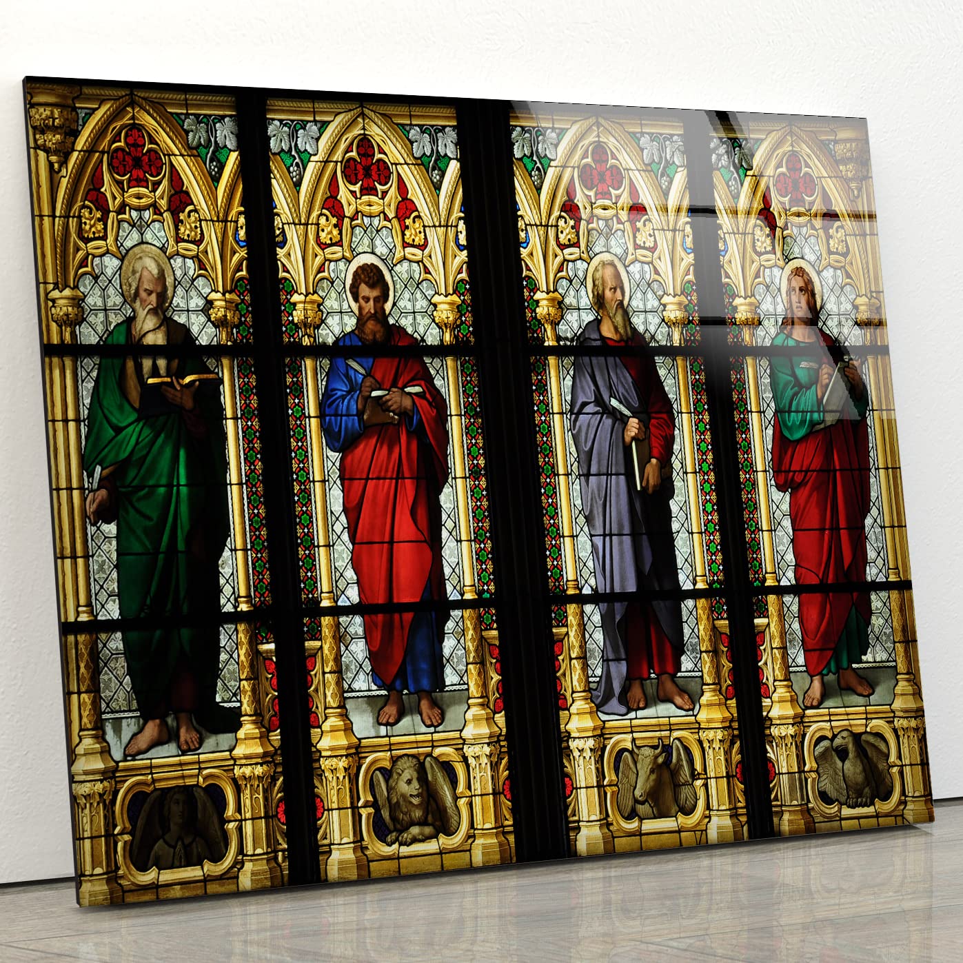 Myphotostation, Cattedrale di Colonia, arte da parete in vetro temperato colorato, 76 x 60 cm, arte da parete astratta moderna, stampa su vetro, grande arte da parete per soggiorno, pannello in vetro