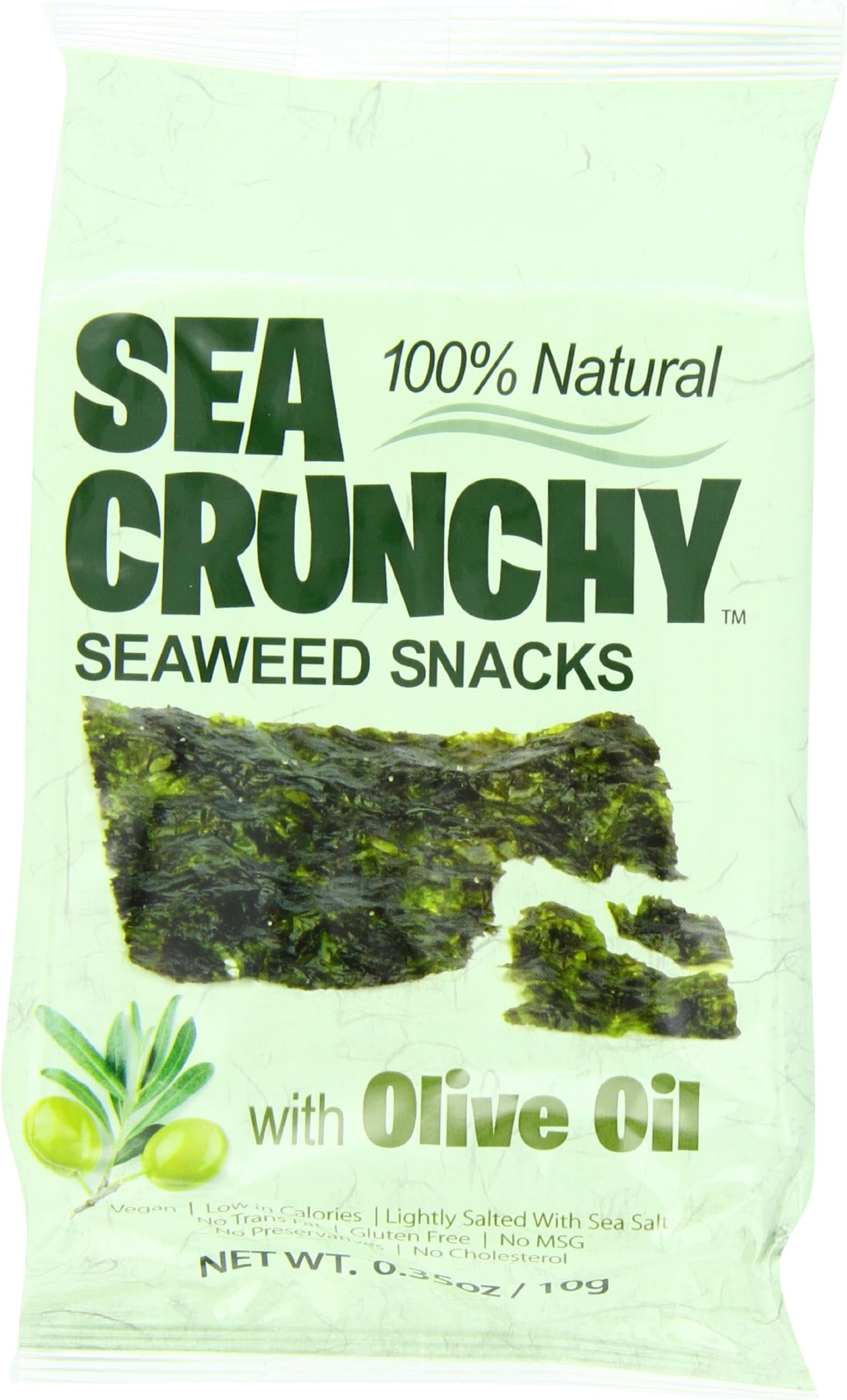 Sea Crunchy 100% Natural Roasted Seaweed with Olive Oil, 0.35 oz (Pack of 12)