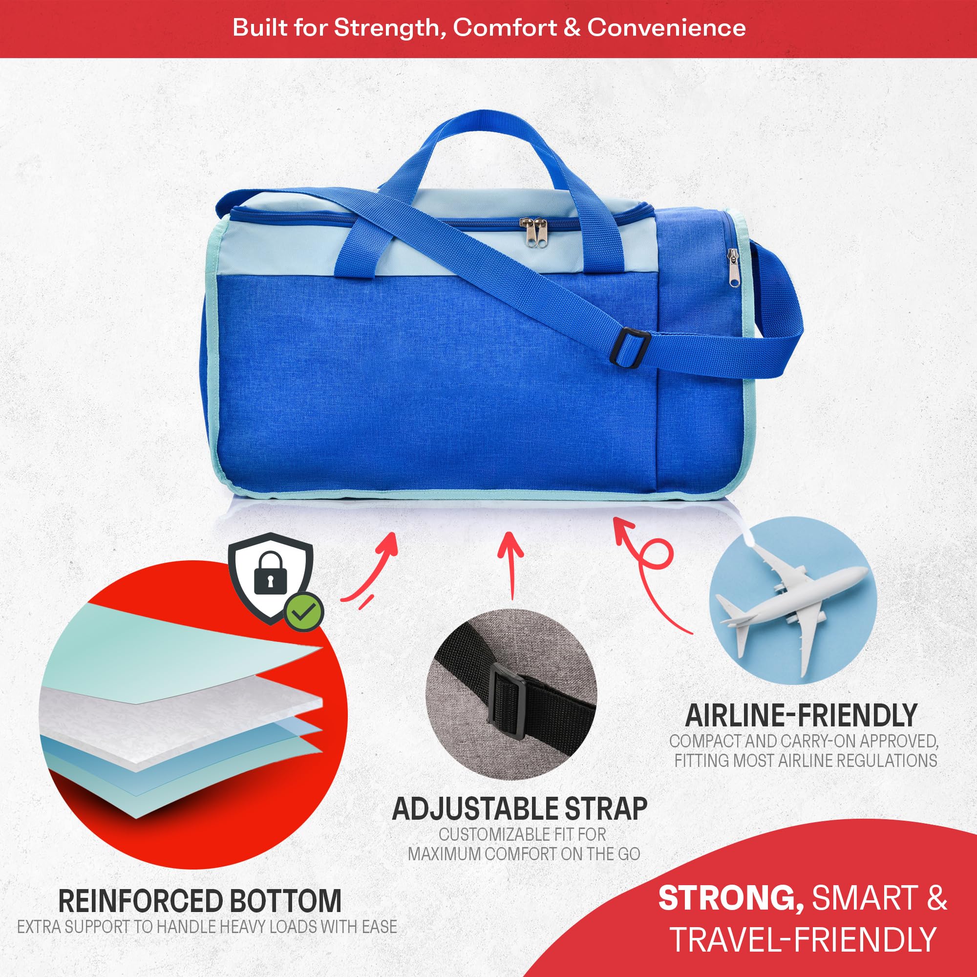 Meteor Borsa Palestra 20 L / 40 L – Borsone Sportivo Uomo Donna, Leggera e Resistente, con Tasca Laterale per Accessori, Ideale per Viaggi e Allenamento