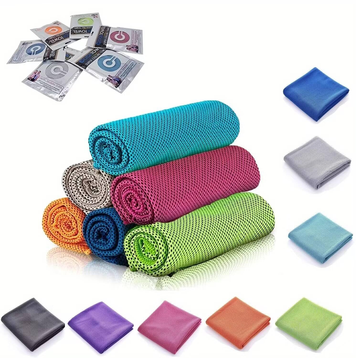JR Cooling Towel (40"x 12"), Ice Towel, Microfiber, Soft Breathable Chilly Towel Stay Cool for Yoga, Sport, Gym, Workout, Camping, Fitness, Running, Workout & More Activities (Multicolor) (3)