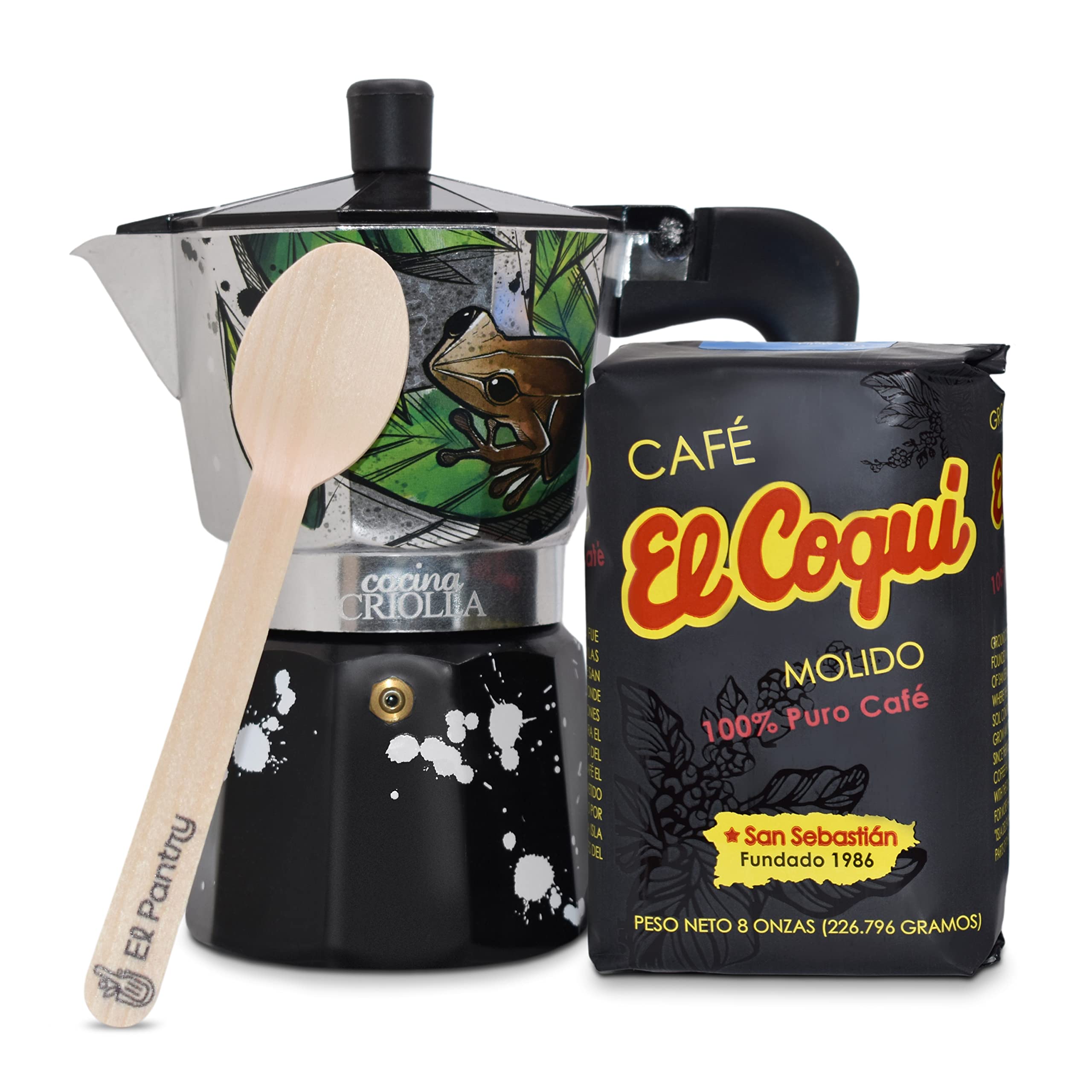 El PantryLimited Edition Puerto Rican Artists Coffee Maker Bundle (El Coqui, Cafe El Coqui)