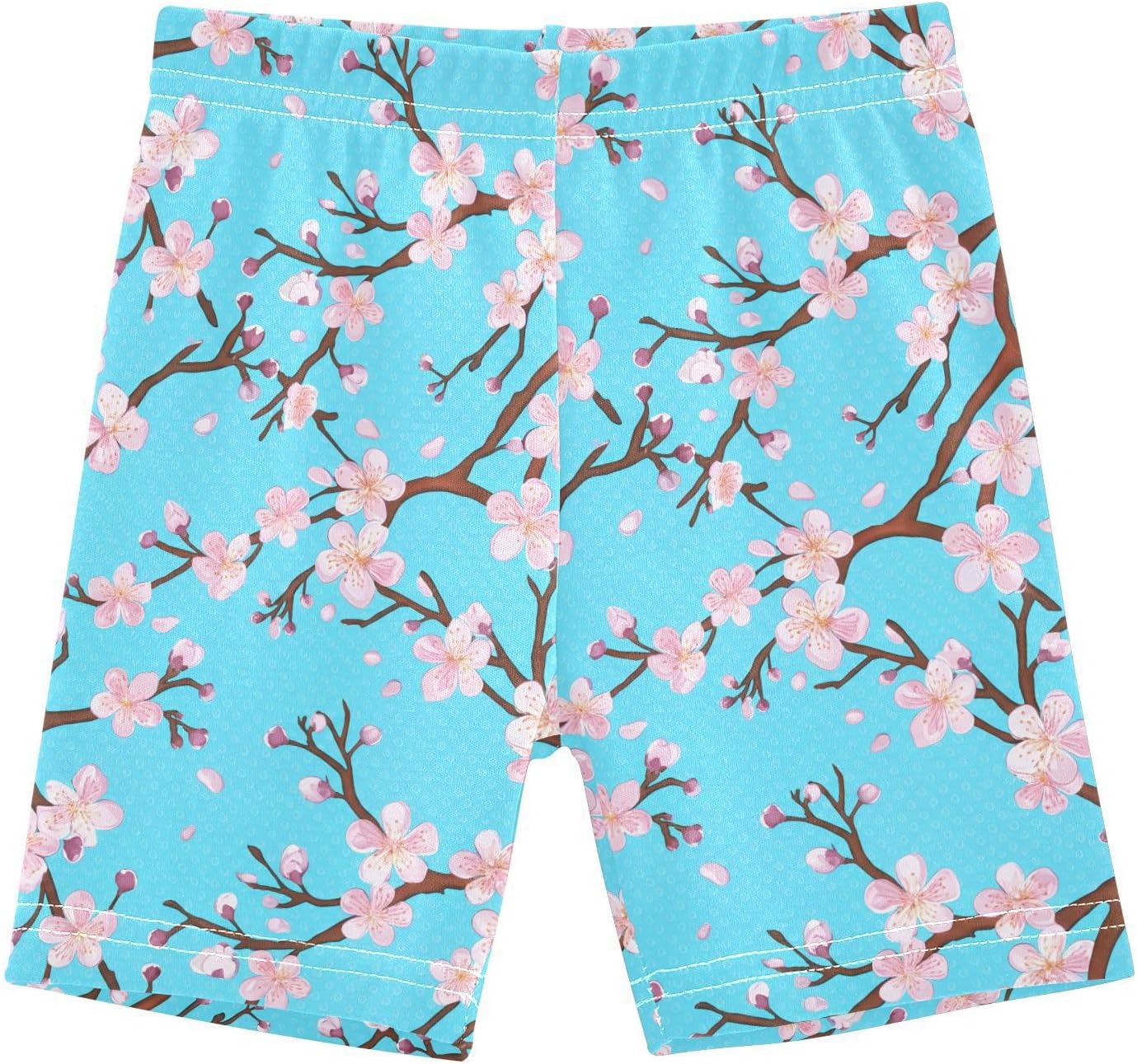 Pink Cherry Blossom Branch Girls Bike Shorts Toddler Soft Cotton Under Dress Cartwheel Shorts