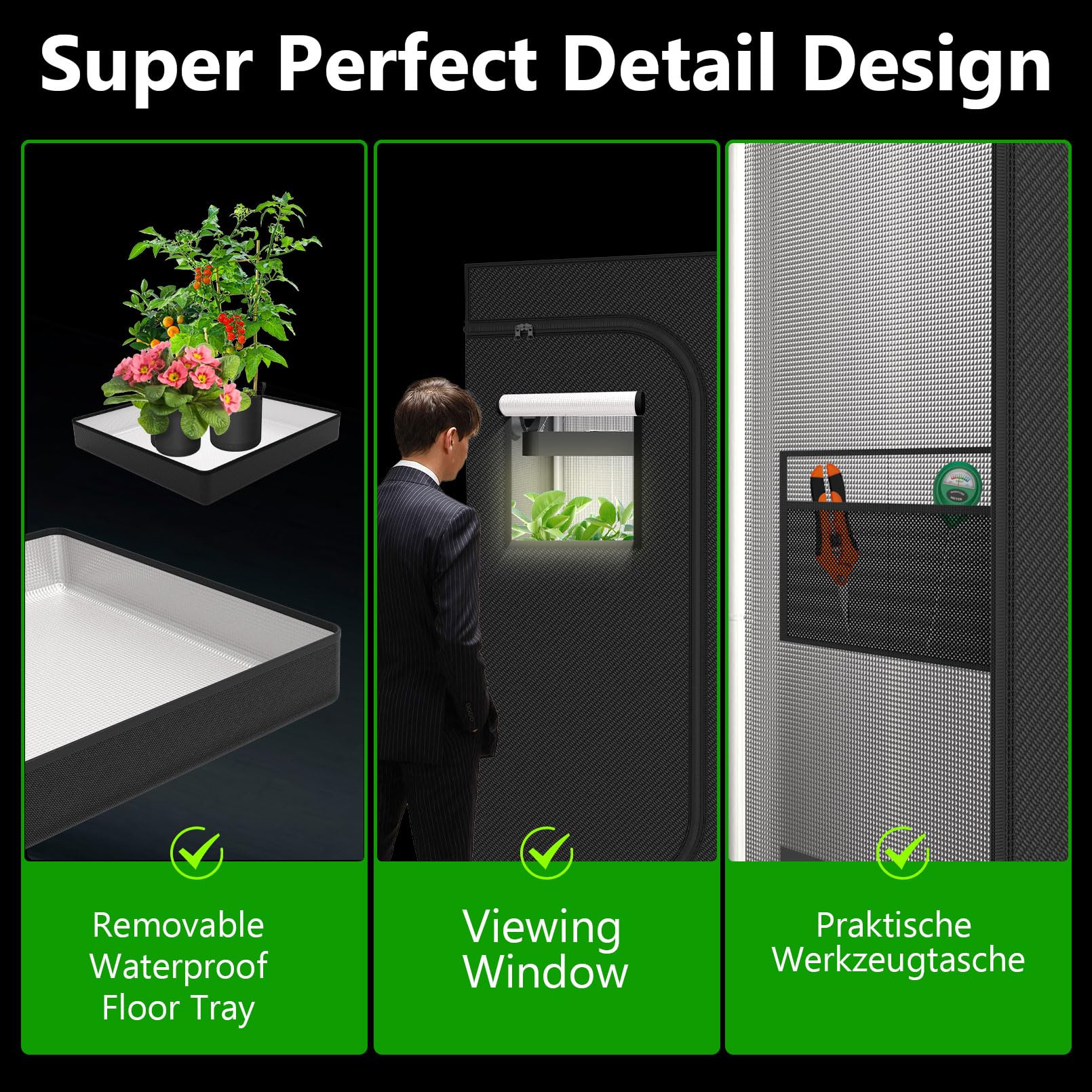 Juego Completo de Tienda de Cultivo con Lámpara LED de Espectro Completo de 200W Regulable, Kit de Tienda de Cultivo de 120x120x200cm Juego Completo de Tienda de Cultivo Hidropónico Completo