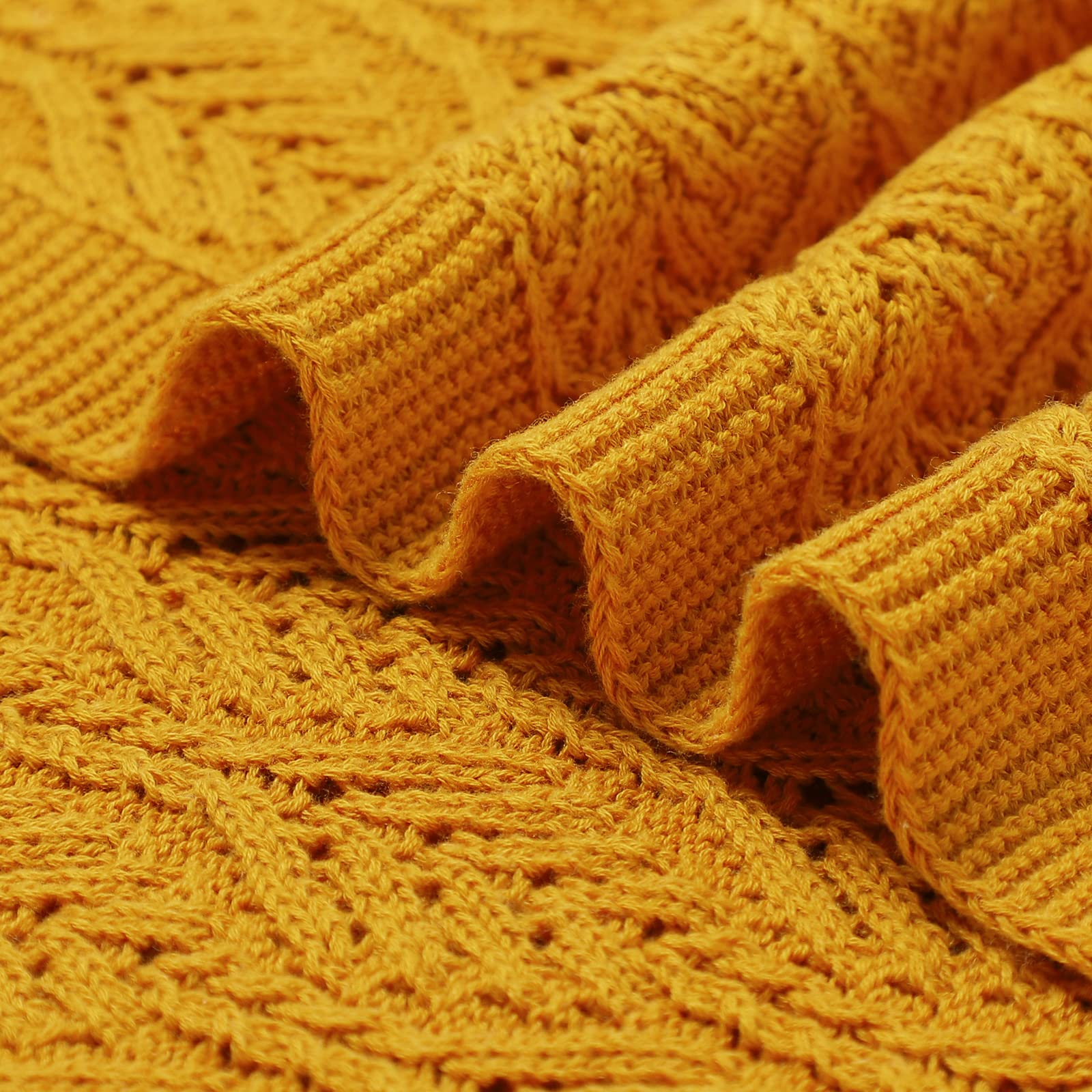 LAWKUL Baby Blanket Cellular Knitted 100% Cotton Soft Blankets for Newborn Boy Girls Toddler 100x80cm Mustard Yellow - Image 4