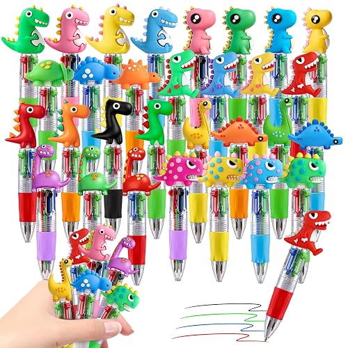 CZWZ 30Pcs Mini Multicolor Pens in One 4-in-1 Cute Pens Bulk for Kids, Ballpoint Pen for Birthdays and Parties, Fun Gifts Assorted Ink Kawaii Pen(Dinosaur) - 30Pcs-Dinosaur 2