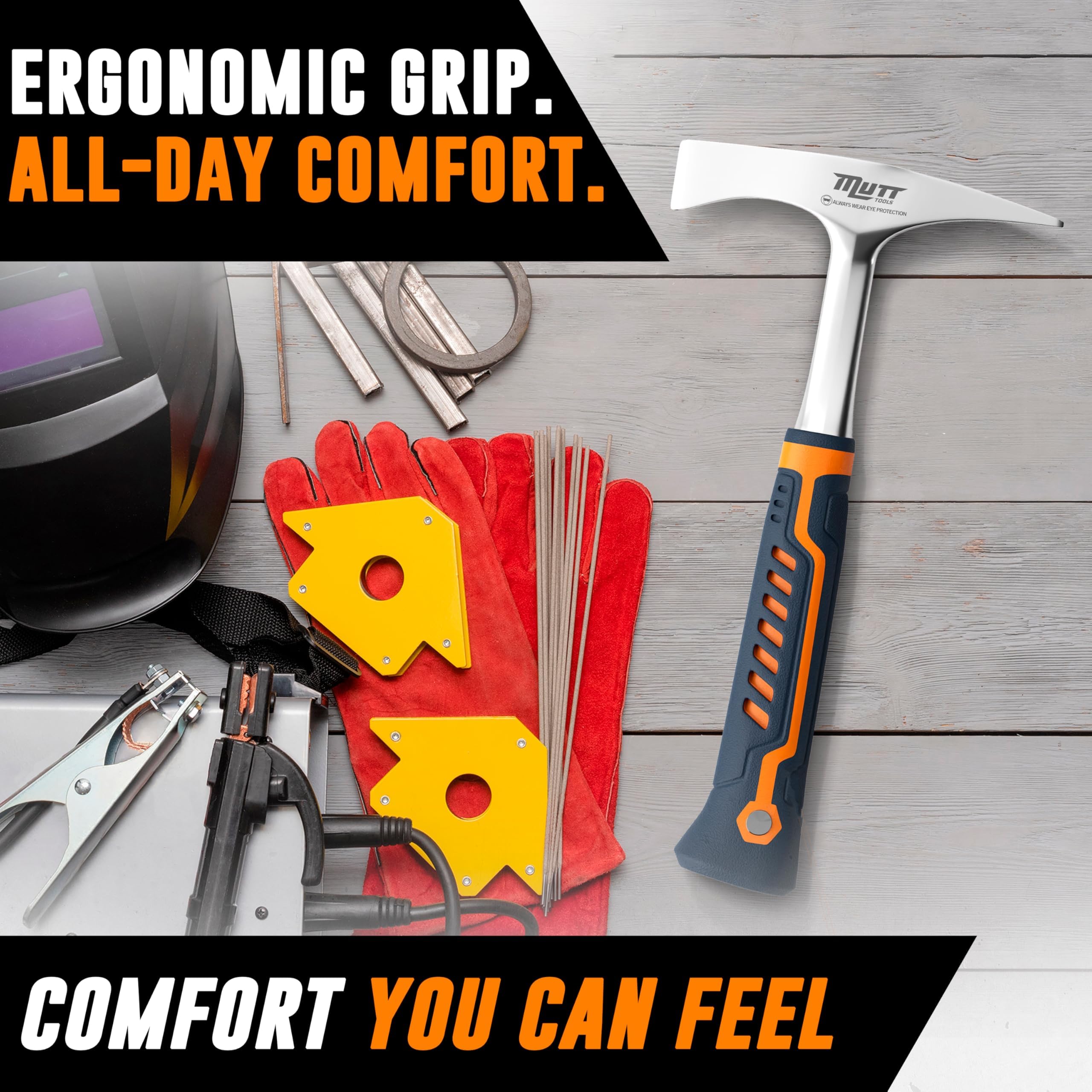 AMERICAN MUTT TOOLS Schweißmeißelhammer - 396.9 g Schweißhammer Splacke Schlacke - Schlackenhammer, Meißelhammer, Schweißhammer, Schweißerhammer, Schweißmeißelhammer, Schweißer Chipping Hammer, Chipi