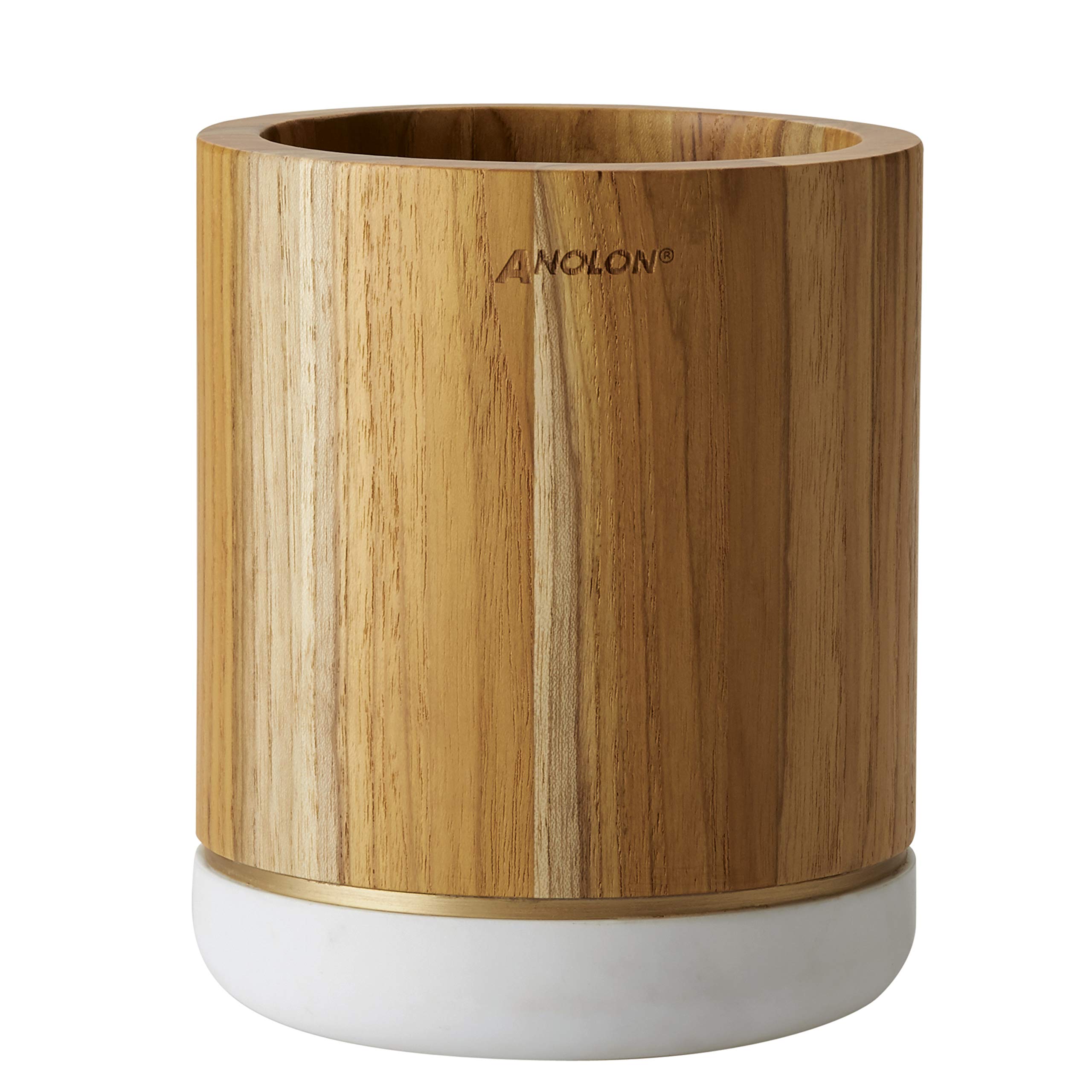 Anolon 47996 Teakwood and Marble Cooking Utensils Kitchen Tool Crock, 5.5 Inch, Brown